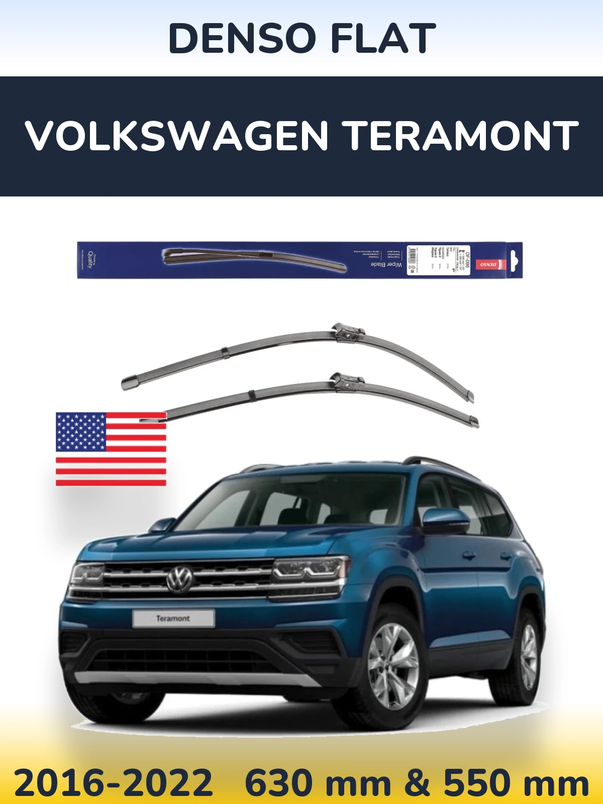 Komplet przednich wycieraczek Denso Flat 630 & 550 mm do Volkswagen Teramont 2016-2022