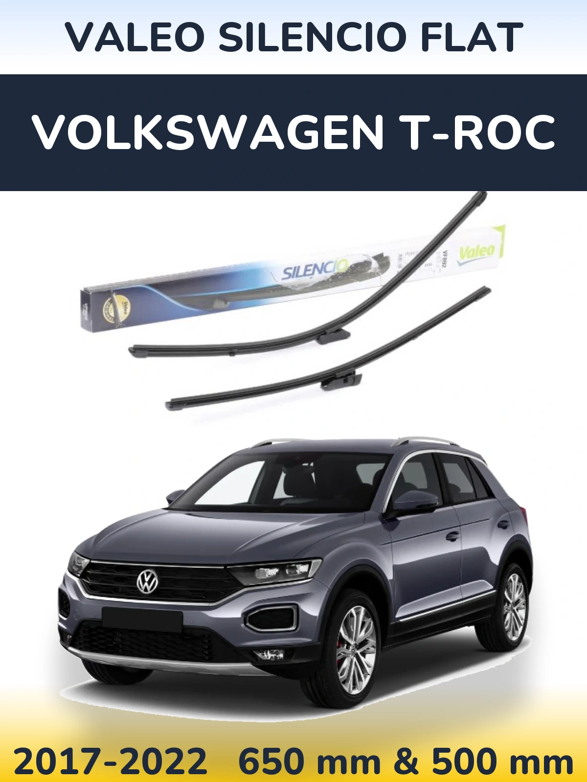 Komplet przednich wycieraczek Valeo Silencio Flat 630 & 500 mm do Volkswagen T-Roc 2017-2022