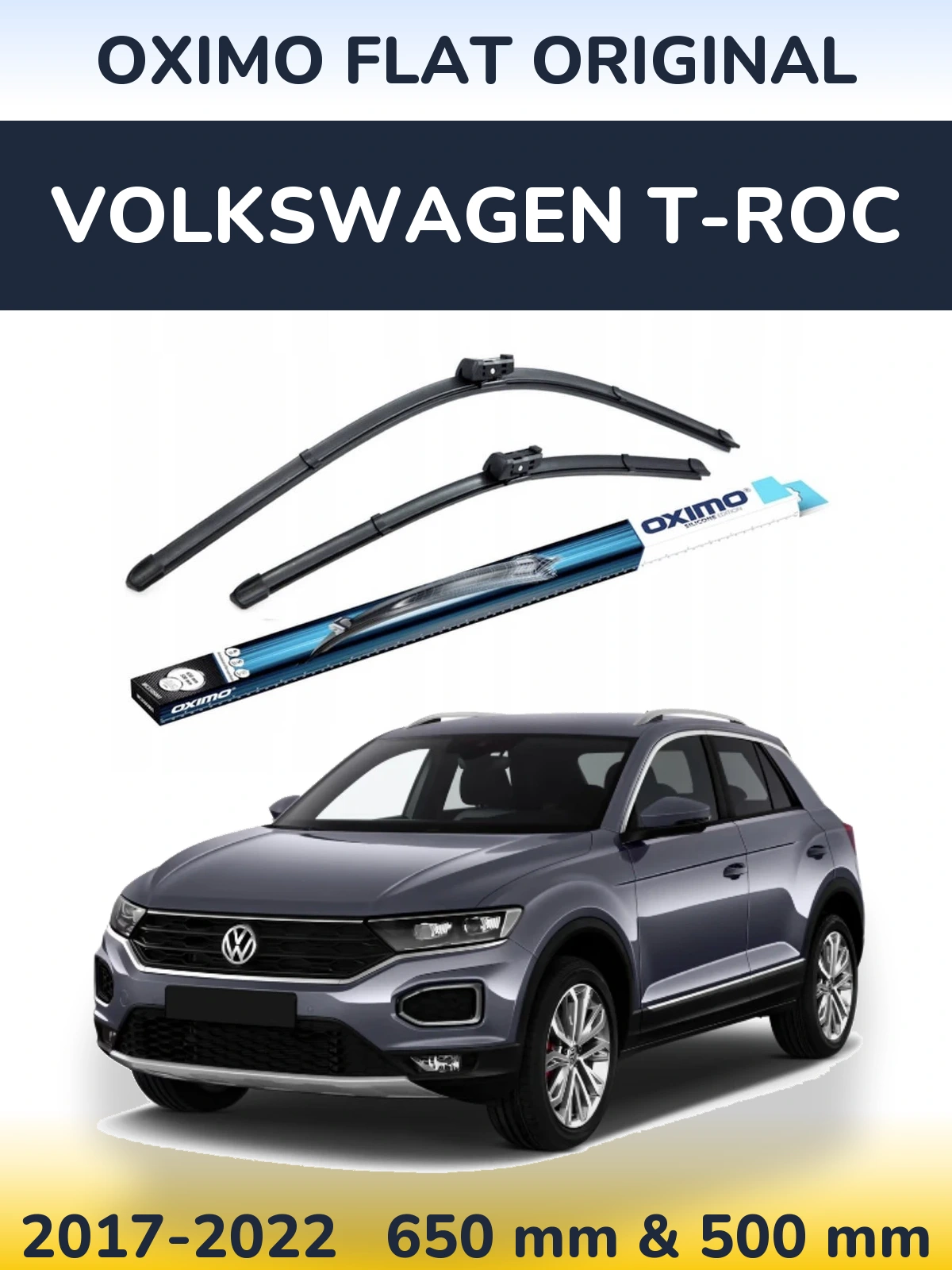 Komplet przednich wycieraczek Oximo Flat Original 650 & 500 mm do Volkswagen T-Roc 2017-2022