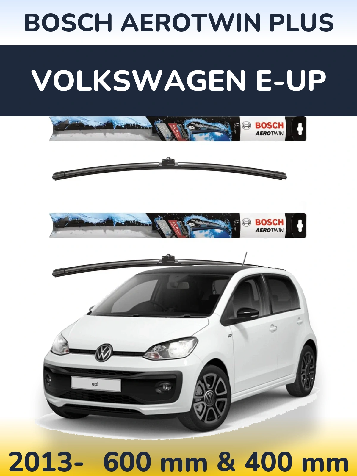 Комплект передних дворников BOSCH AeroTwin Plus 600 & 400 мм для Volkswagen e-Up 2013-2026