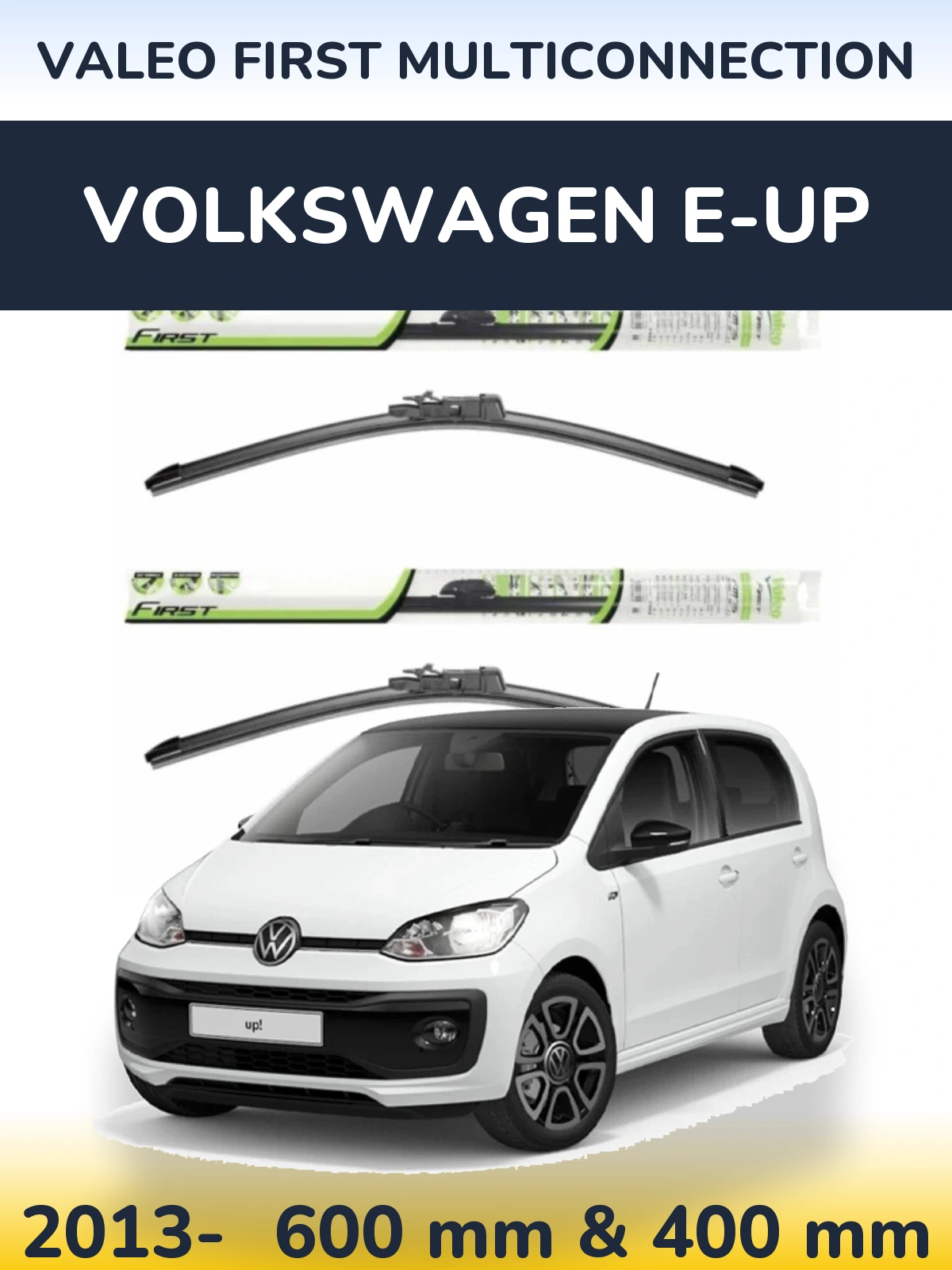 Комплект передних дворников Valeo First MultiConnection 600 & 400 мм для Volkswagen e-Up 2013-2026