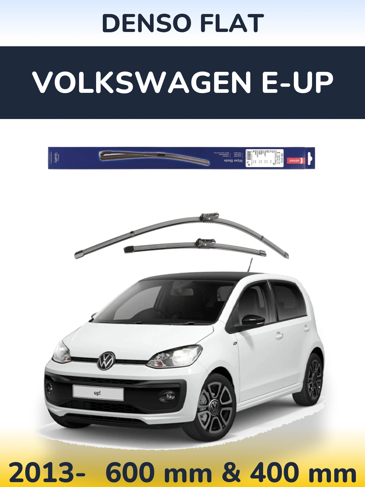 Комплект передних дворников Denso Flat 600 & 380 мм для Volkswagen e-Up 2013-2026