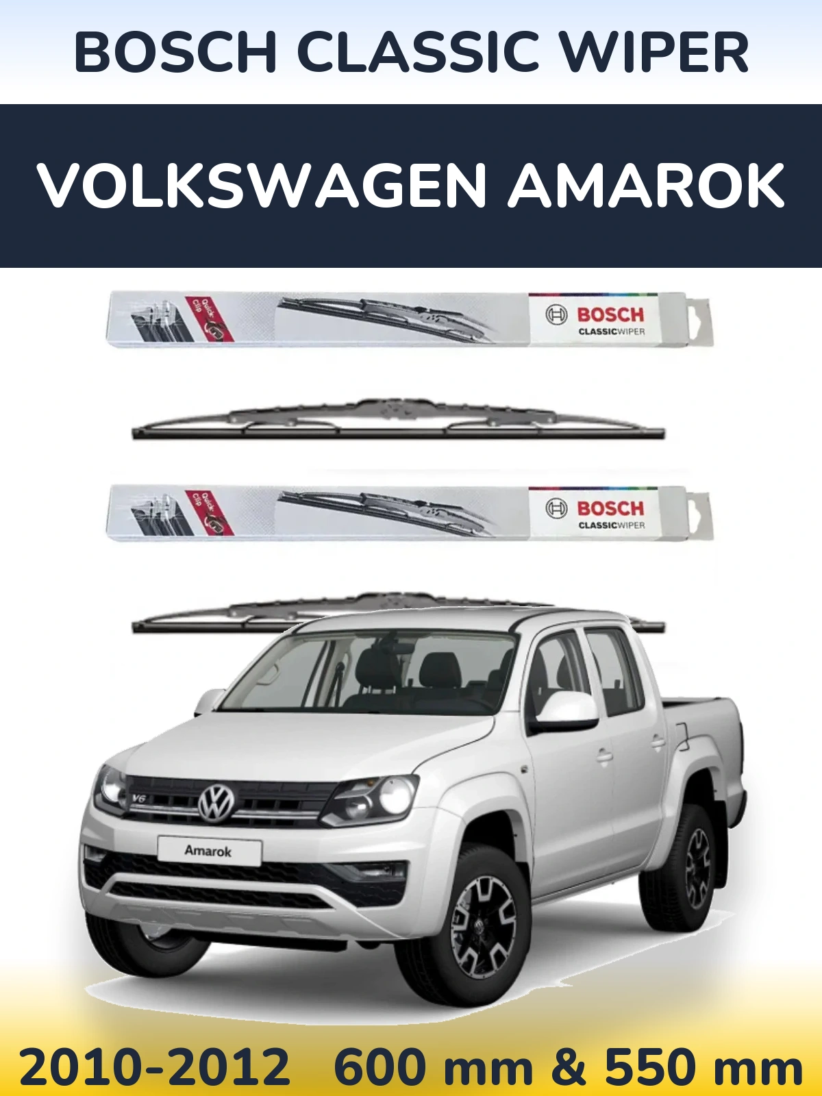 Komplet przednich wycieraczek BOSCH Classic Wiper 600 & 550 mm do Volkswagen Amarok 2010-2012