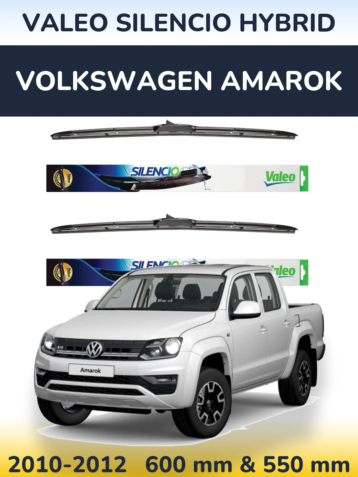 Комплект передних дворников Valeo Silencio Hybrid 600 & 550 мм для Volkswagen Amarok 2010-2012