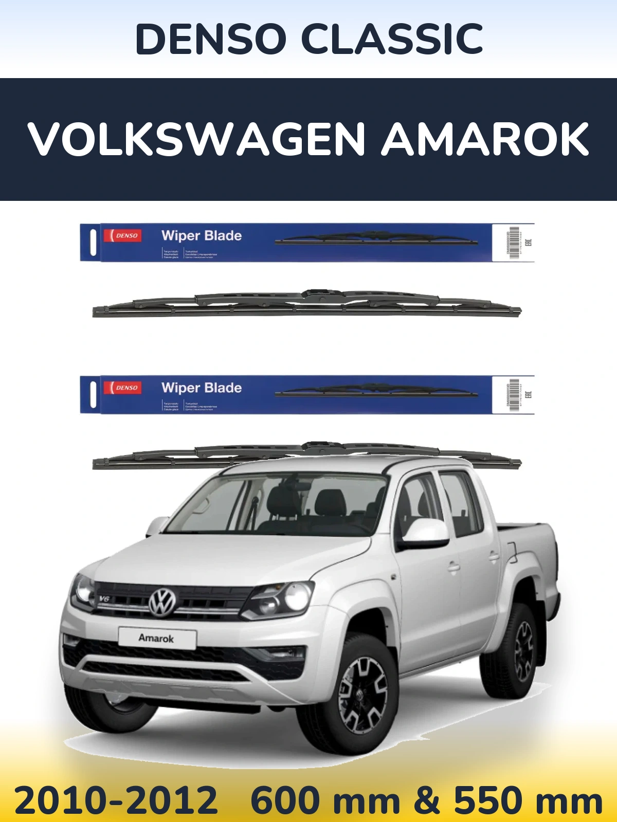 Komplet przednich wycieraczek Denso Classic 600 & 550 mm do Volkswagen Amarok 2010-2012