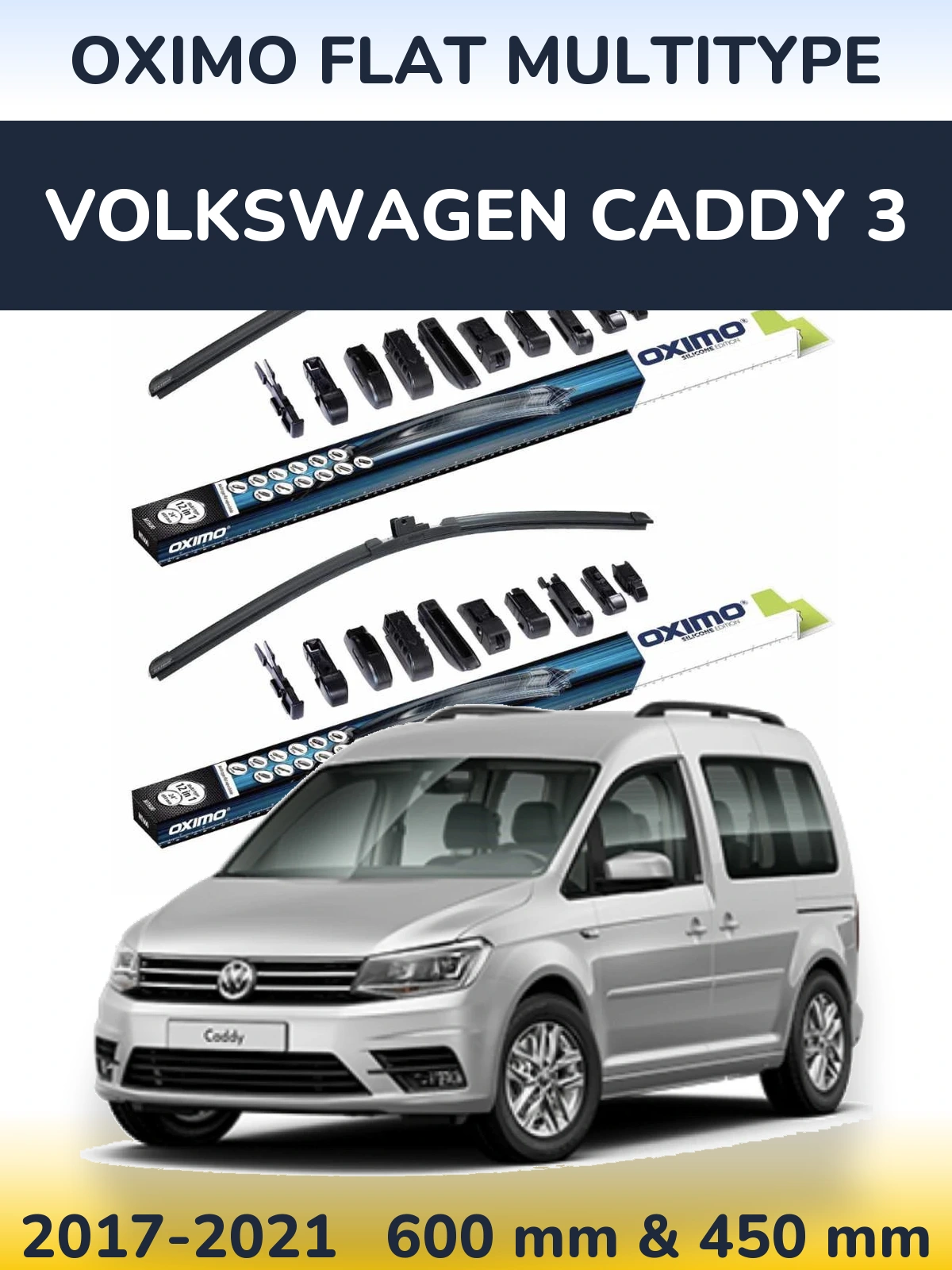 Komplet przednich wycieraczek Oximo Flat MultiType 600 & 450 mm do Volkswagen Caddy 3 2017-2021