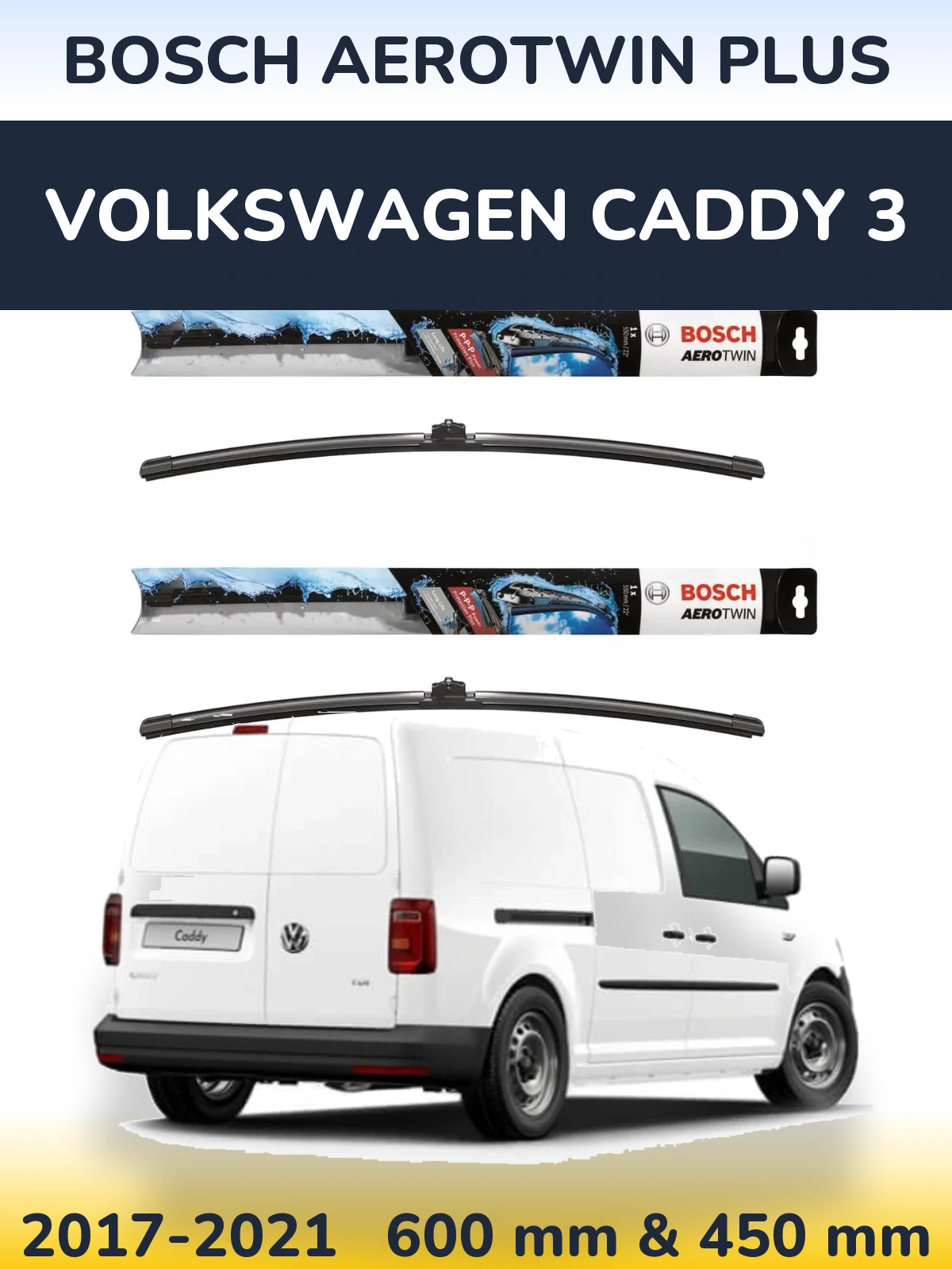 Komplet przednich wycieraczek BOSCH AeroTwin Plus 600 & 450 mm do Volkswagen Caddy 3 2017-2021