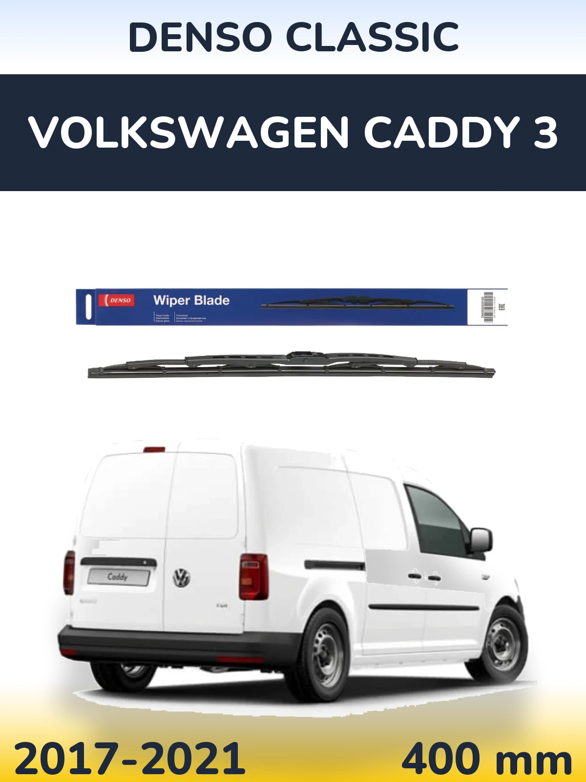 Rear wiper blade Denso Classic 400 mm for Volkswagen Caddy 3 2017-2021