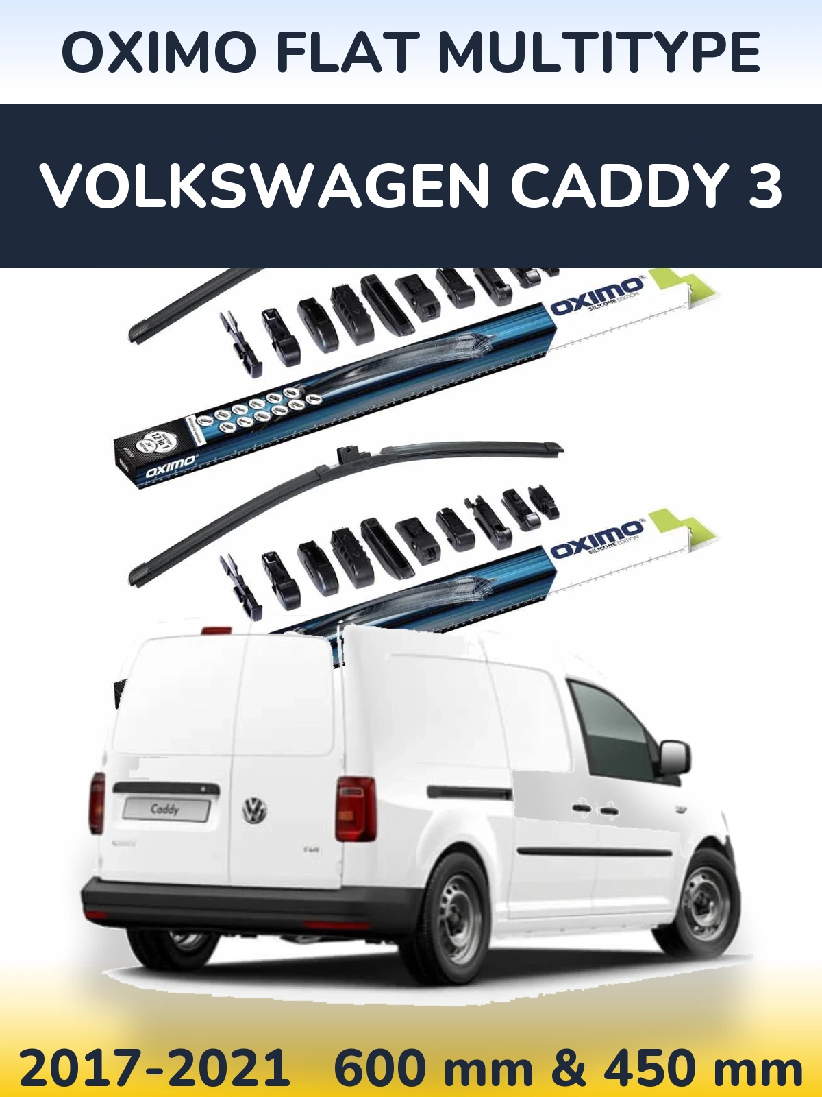 Komplet przednich wycieraczek Oximo Flat MultiType 600 & 450 mm do Volkswagen Caddy 3 2017-2021