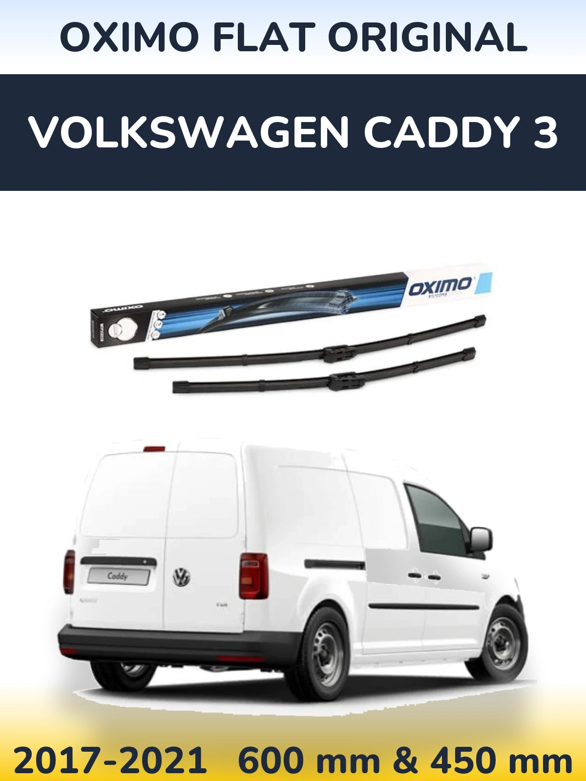 Комплект передних дворников Oximo Flat Original 600 & 450 мм для Volkswagen Caddy 3 2017-2021