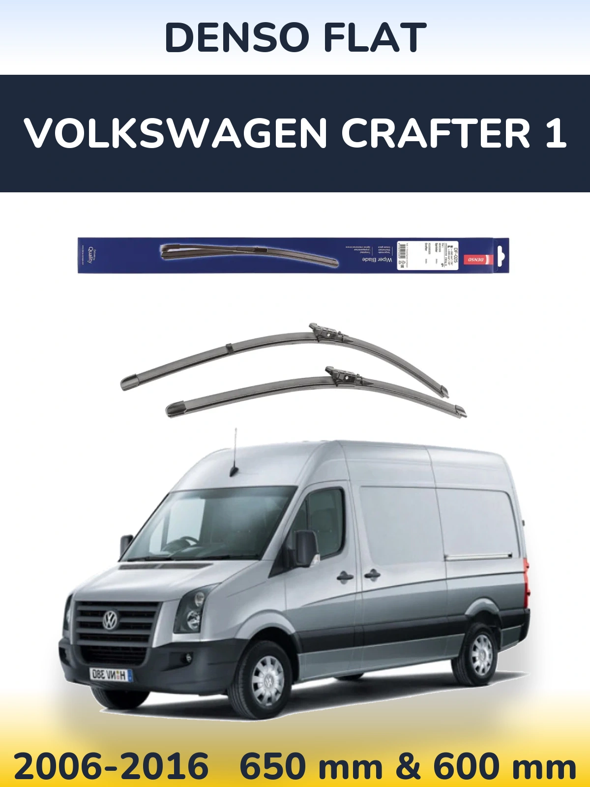 Komplet przednich wycieraczek Denso Flat 650 & 600 mm do Volkswagen Crafter 1 2006-2016
