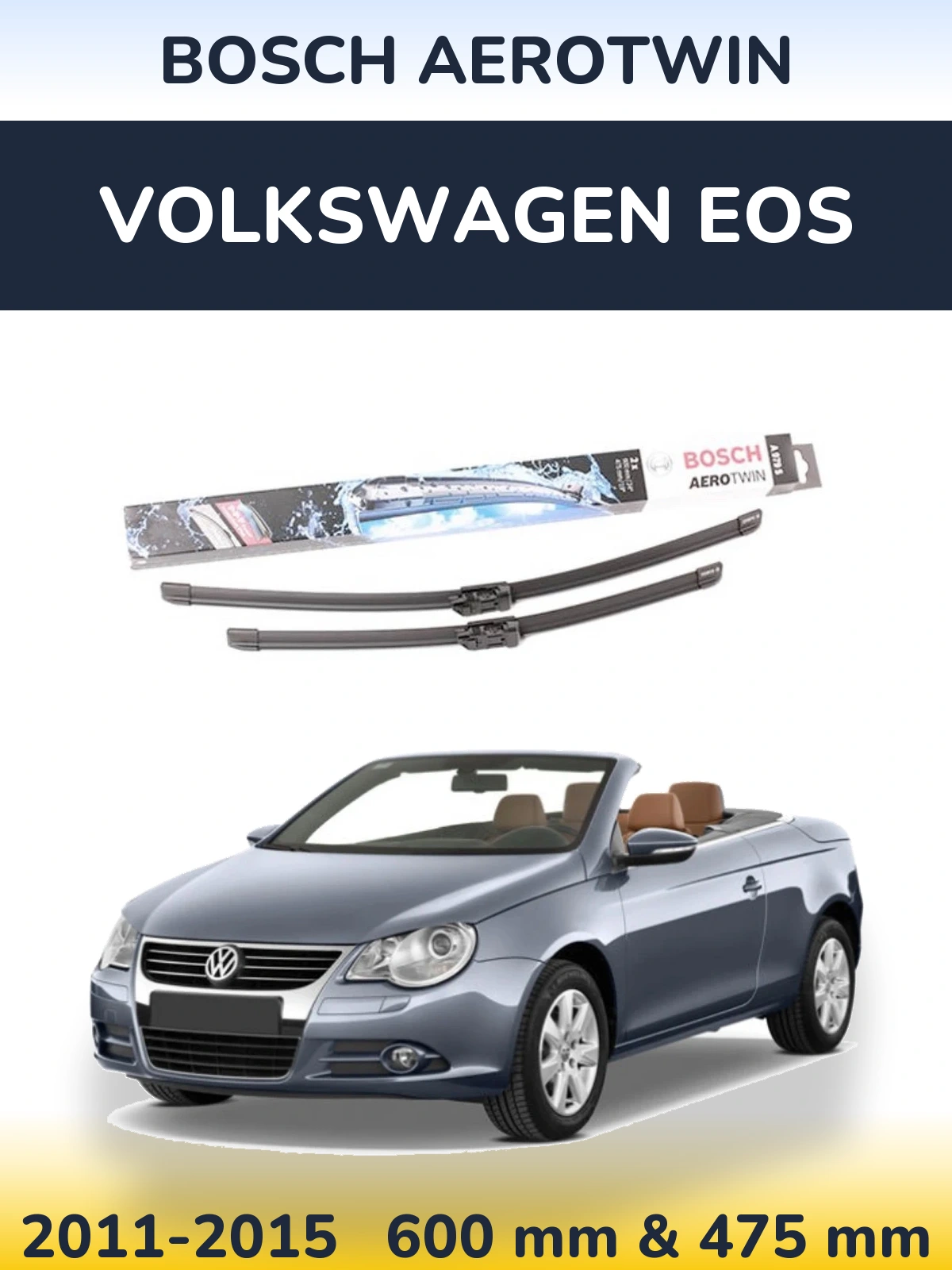 Komplet przednich wycieraczek BOSCH AeroTwin 600 & 475 mm do Volkswagen EOS 2011-2015