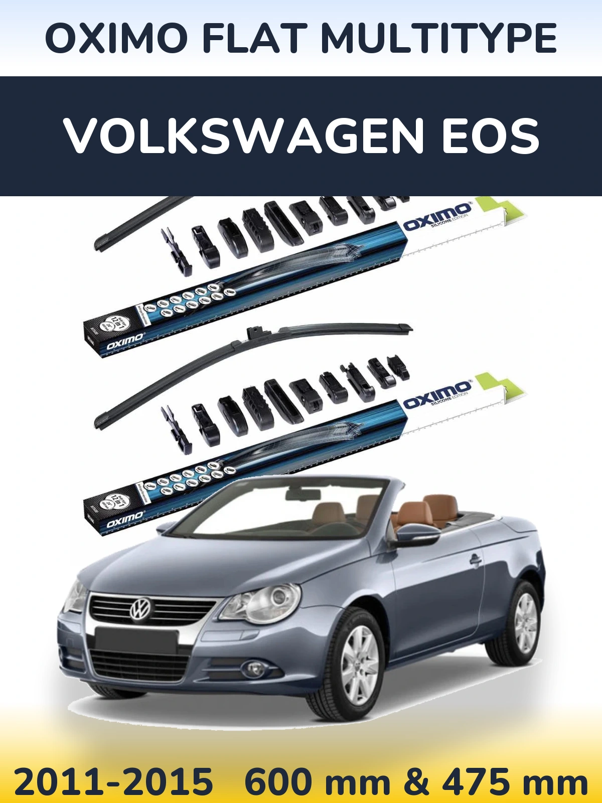Komplet przednich wycieraczek Oximo Flat MultiType 600 & 475 mm do Volkswagen EOS 2011-2015