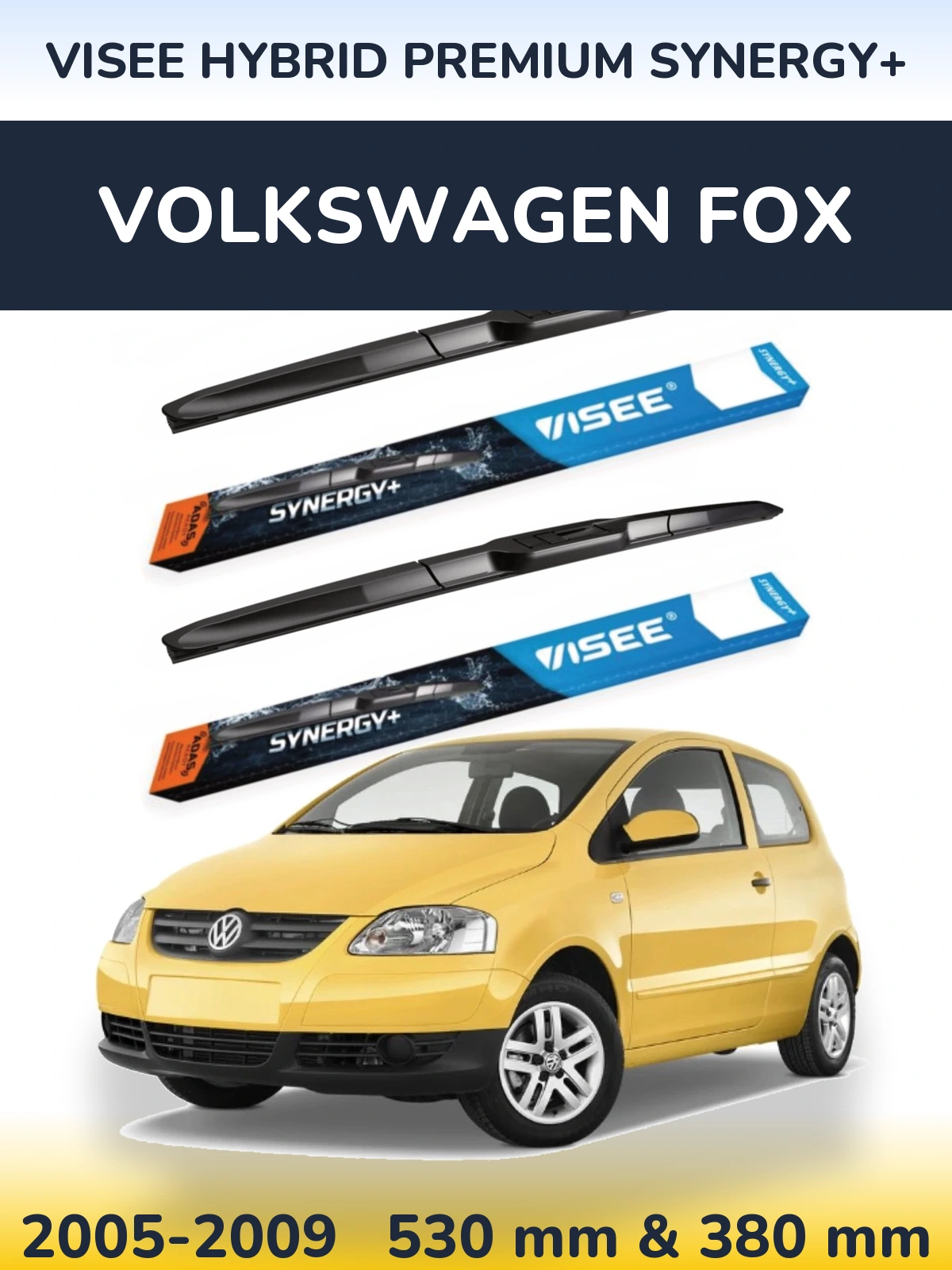 Комплект передних дворников VISEE HYBRID PREMIUM SYNERGY+ 530 & 380 мм для Volkswagen Fox 2005-2009