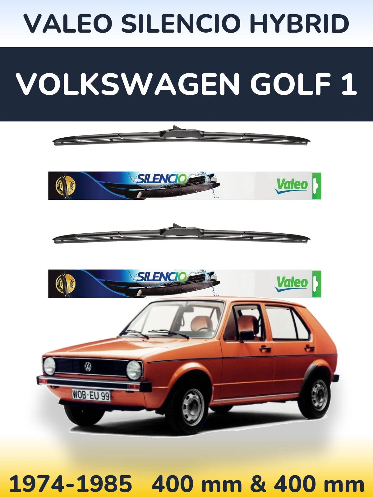 Комплект передних дворников Valeo Silencio Hybrid 400 & 400 мм для Volkswagen Golf 1 1974-1985