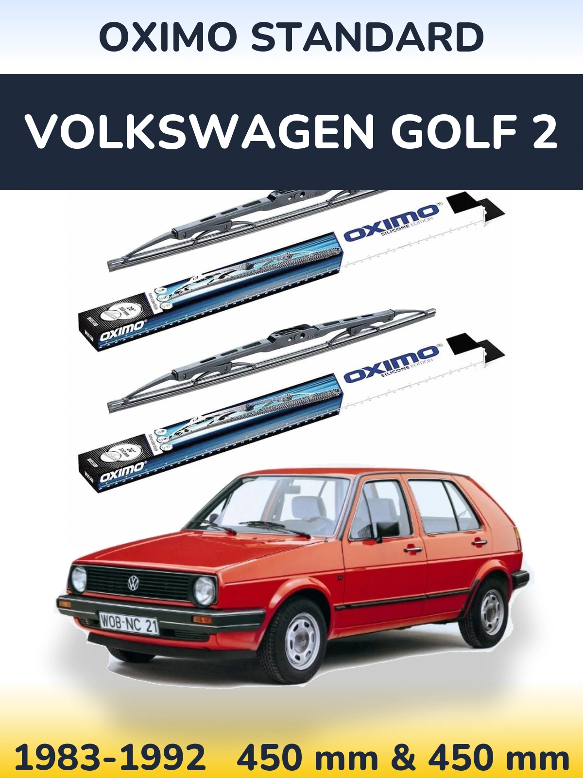 Komplet przednich wycieraczek Oximo Standard 450 & 450 mm do Volkswagen Golf 2 1983-1992