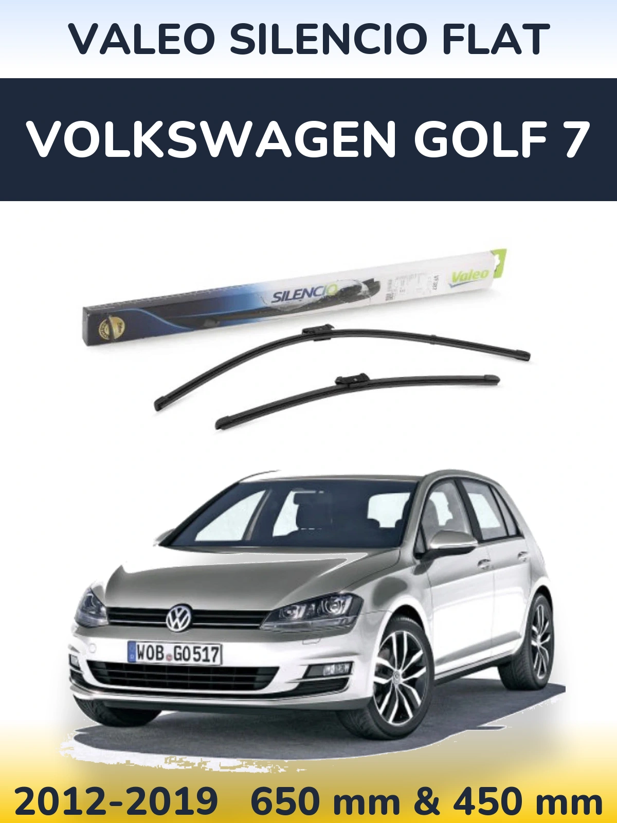 Komplet przednich wycieraczek Valeo Silencio Flat 650 & 450 mm do Volkswagen Golf 7 2012-2019