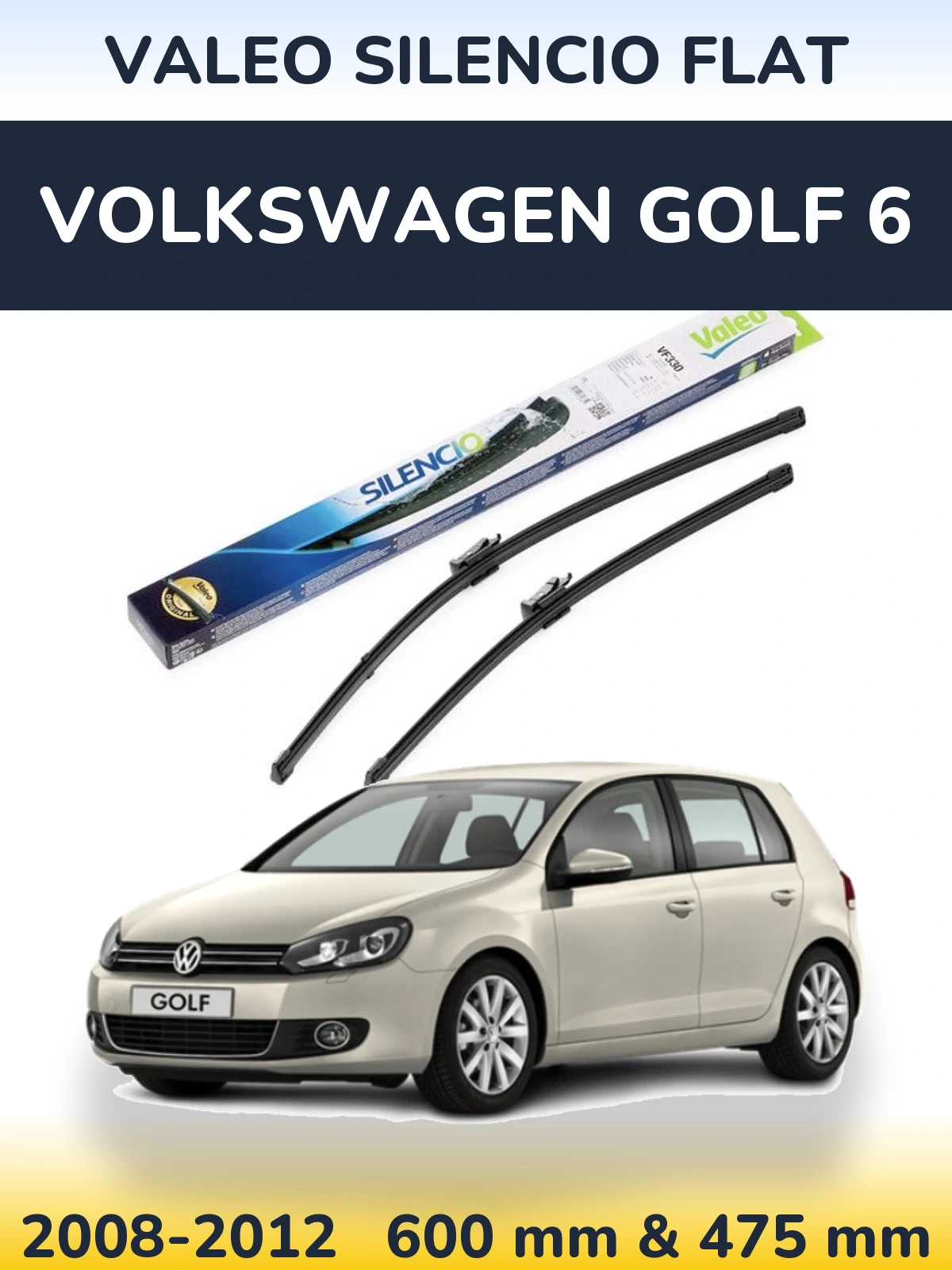 Komplet przednich wycieraczek Valeo Silencio Flat 600 & 475 mm do Volkswagen Golf 6 2008-2012