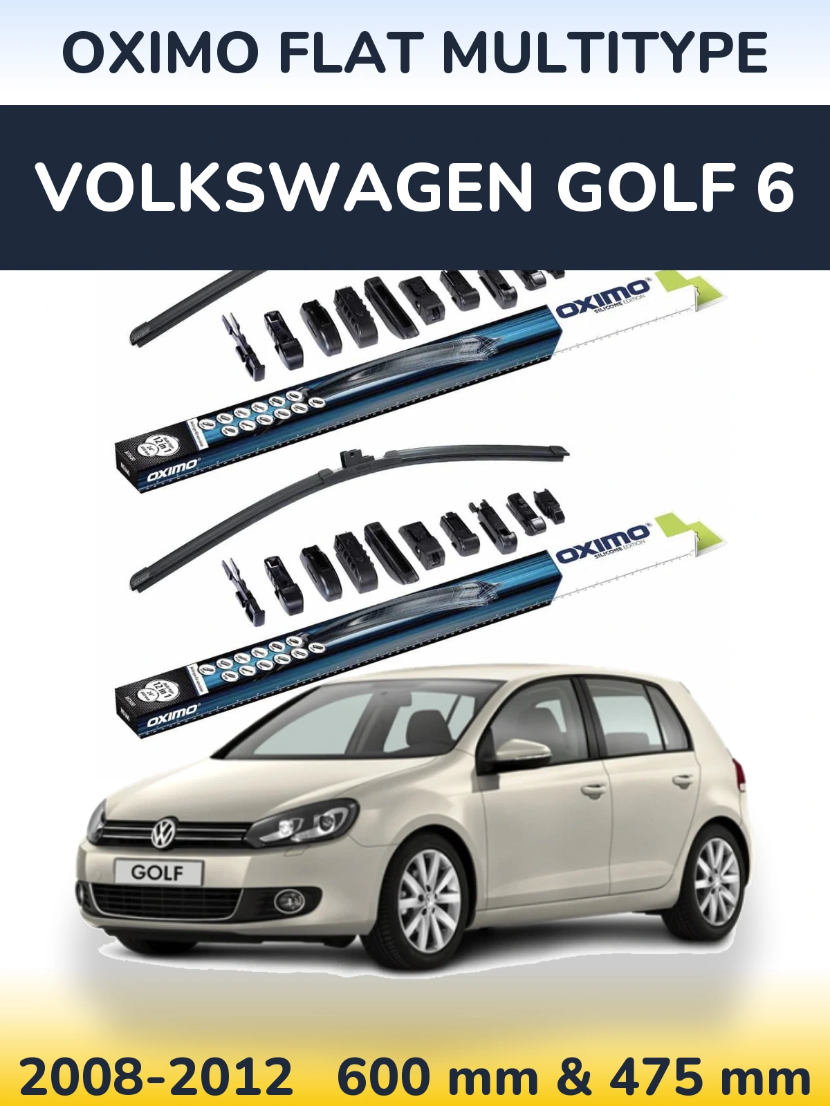 Komplet przednich wycieraczek Oximo Flat MultiType 600 & 475 mm do Volkswagen Golf 6 2008-2012