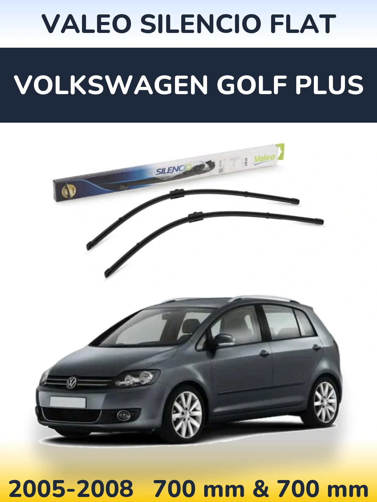Комплект передних дворников Valeo Silencio Flat 700 & 700 мм для Volkswagen Golf Plus 2005-2008