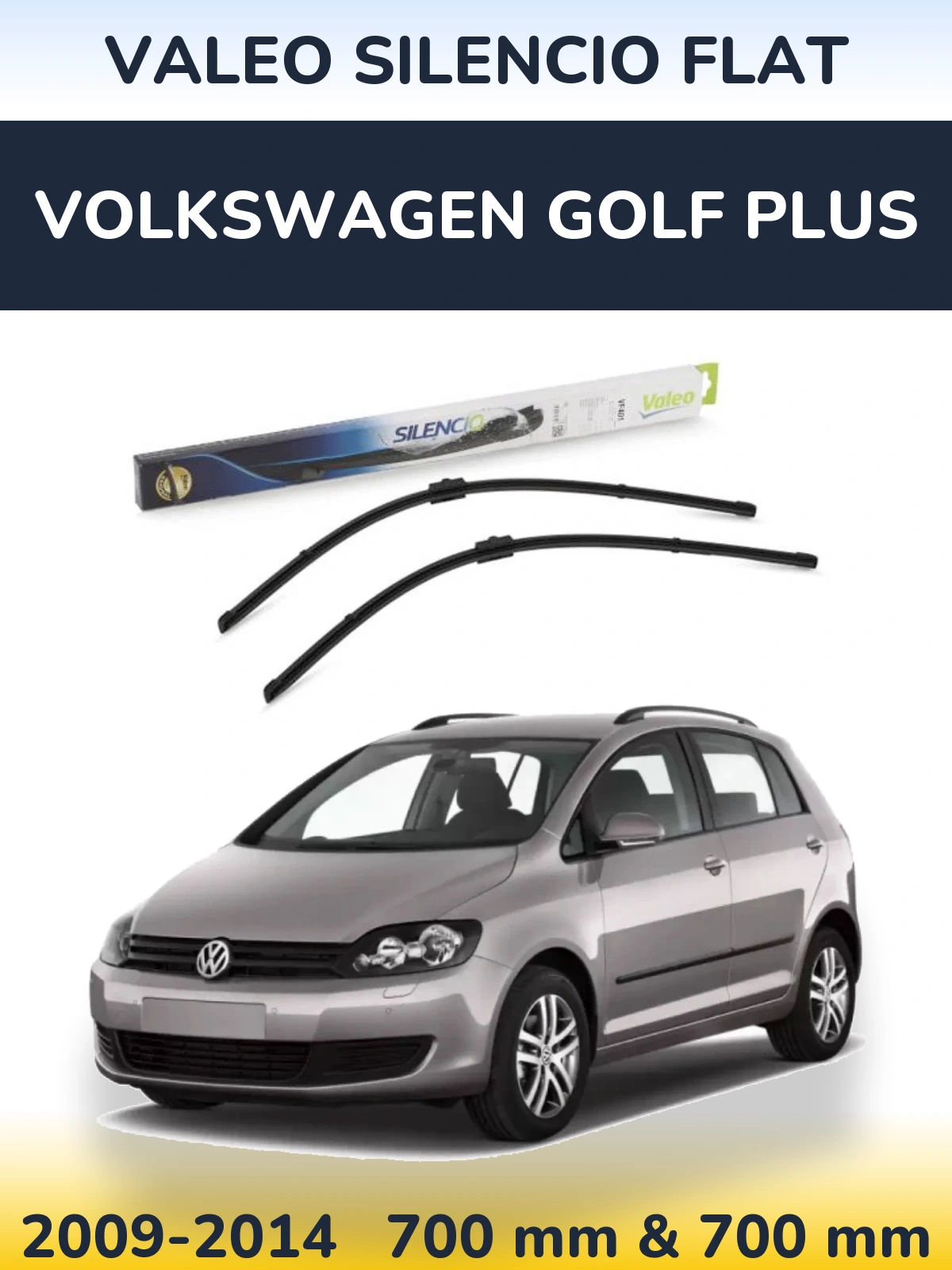 Комплект передних дворников Valeo Silencio Flat 700 & 700 мм для Volkswagen Golf Plus 2009-2014