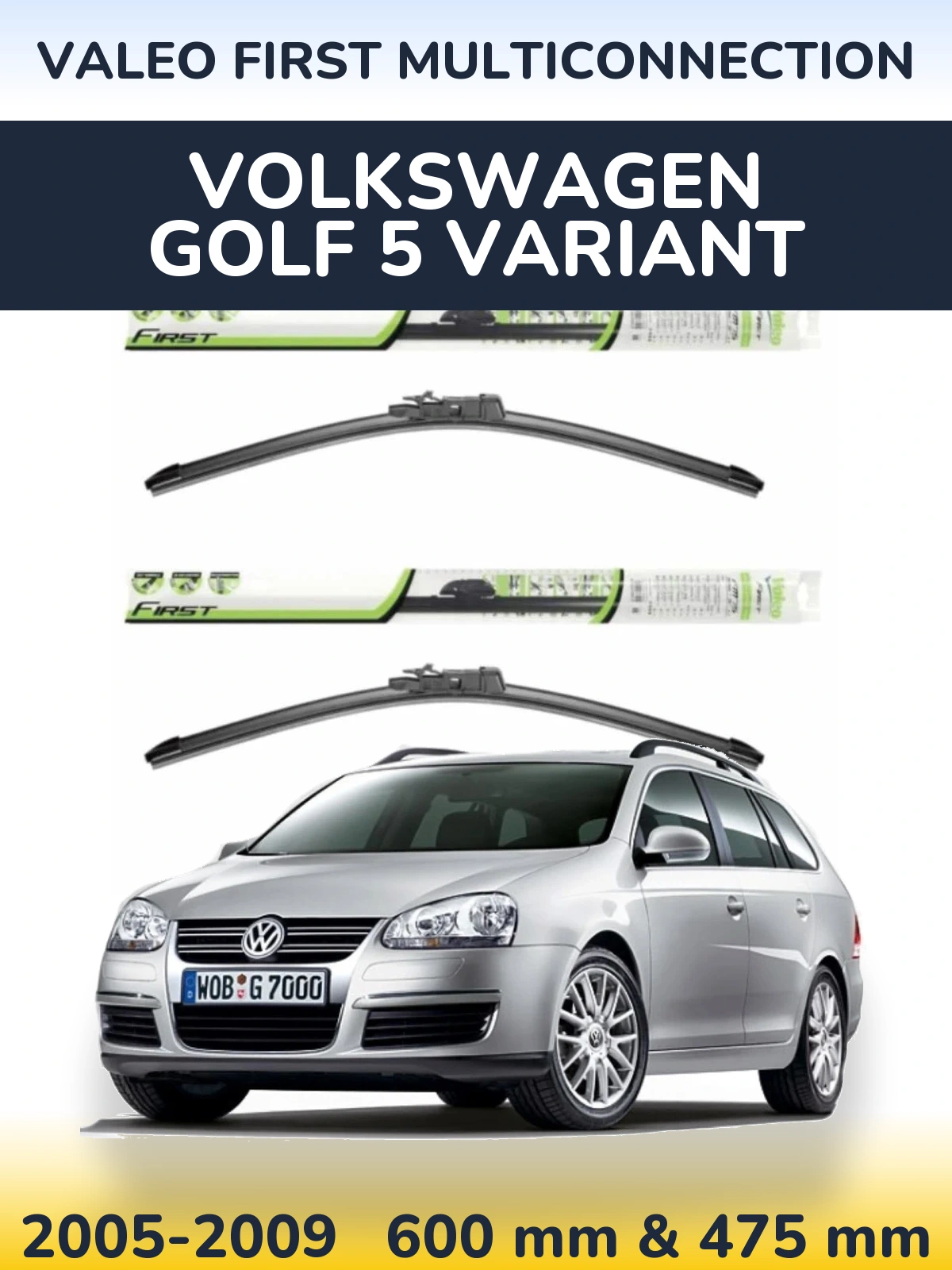 Komplet przednich wycieraczek Valeo First MultiConnection 600 & 475 mm do Volkswagen Golf 5 Variant 2005-2009