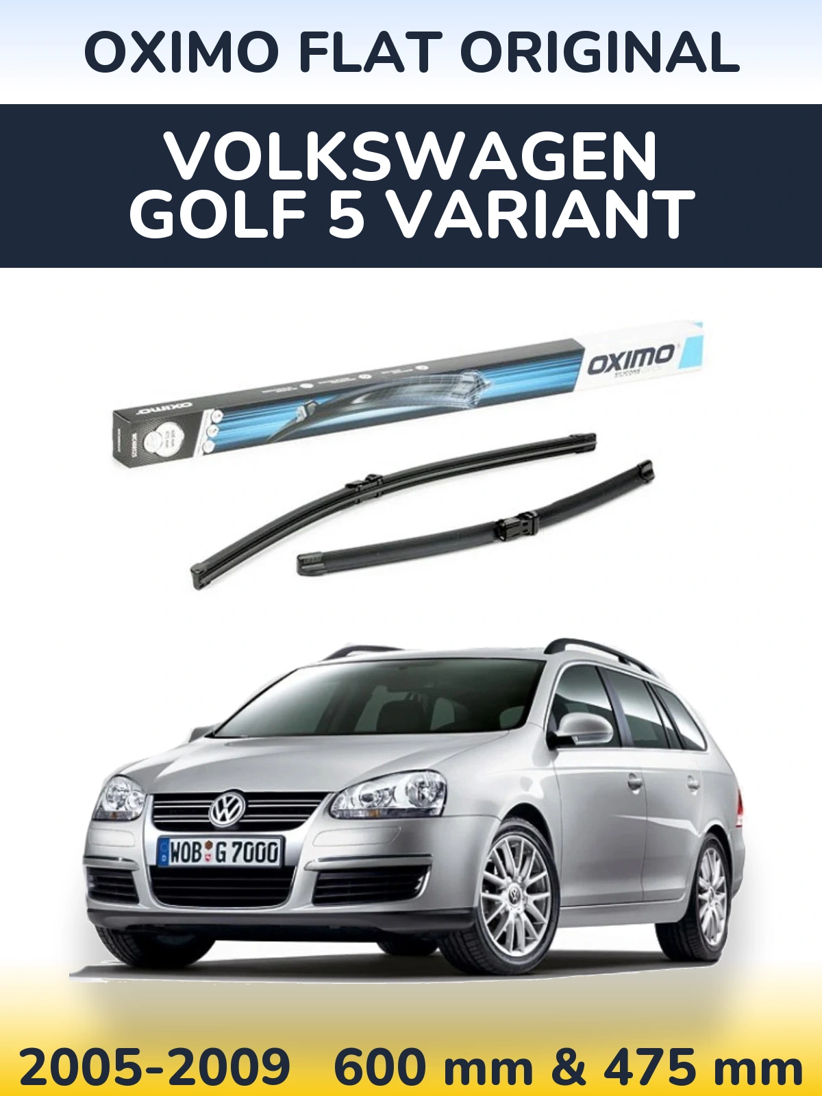 Komplet przednich wycieraczek Oximo Flat Original 600 & 475 mm do Volkswagen Golf 5 Variant 2005-2009