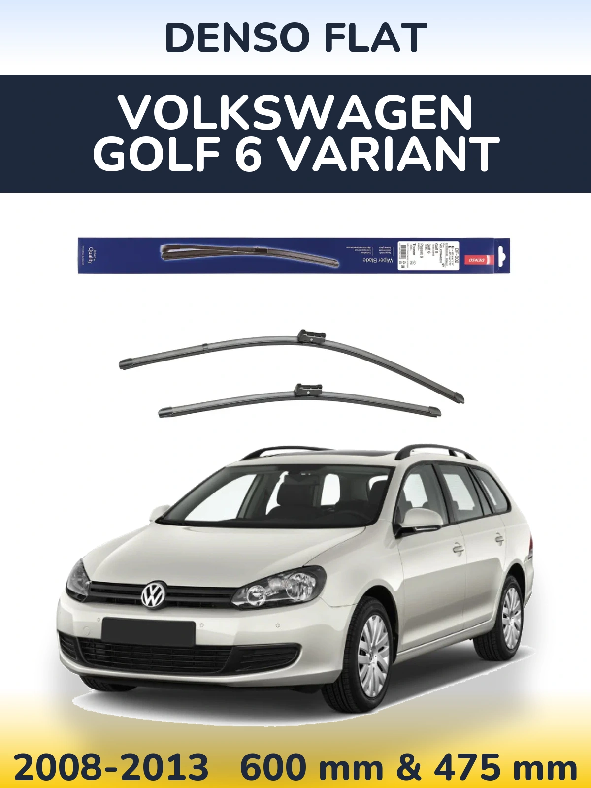 Komplet przednich wycieraczek Denso Flat 600 & 475 mm do Volkswagen Golf 6 Variant 2008-2013