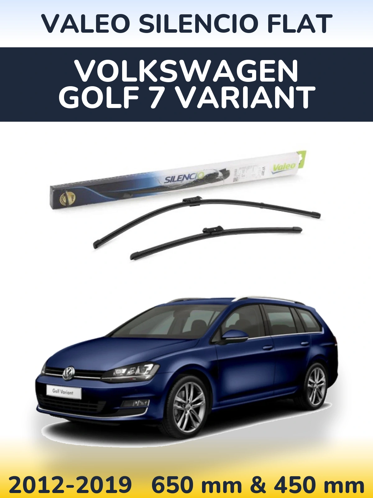Комплект передних дворников Valeo Silencio Flat 650 & 450 мм для Volkswagen Golf 7 Variant 2012-2019