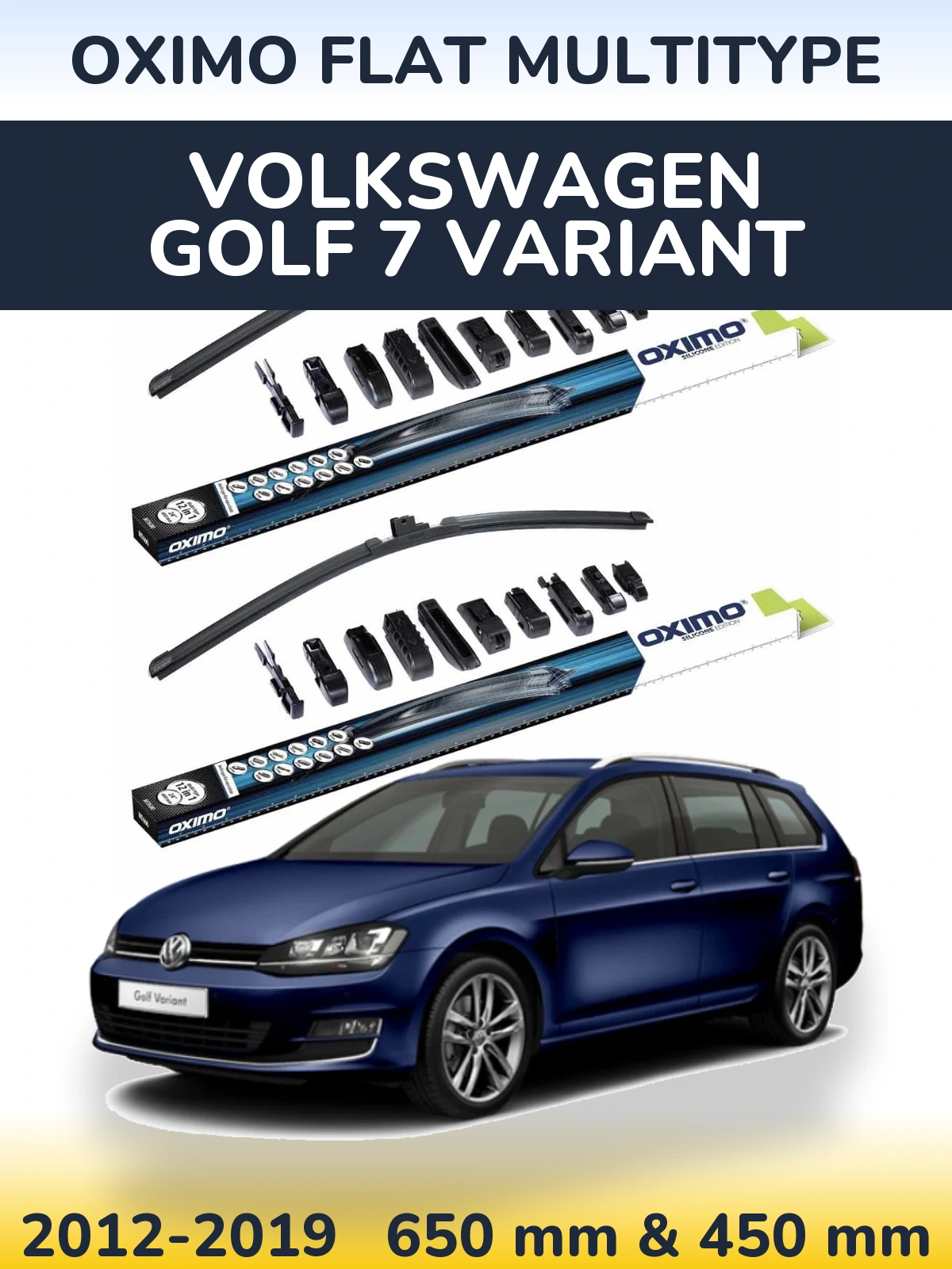 Komplet przednich wycieraczek Oximo Flat MultiType 650 & 450 mm do Volkswagen Golf 7 Variant 2012-2019