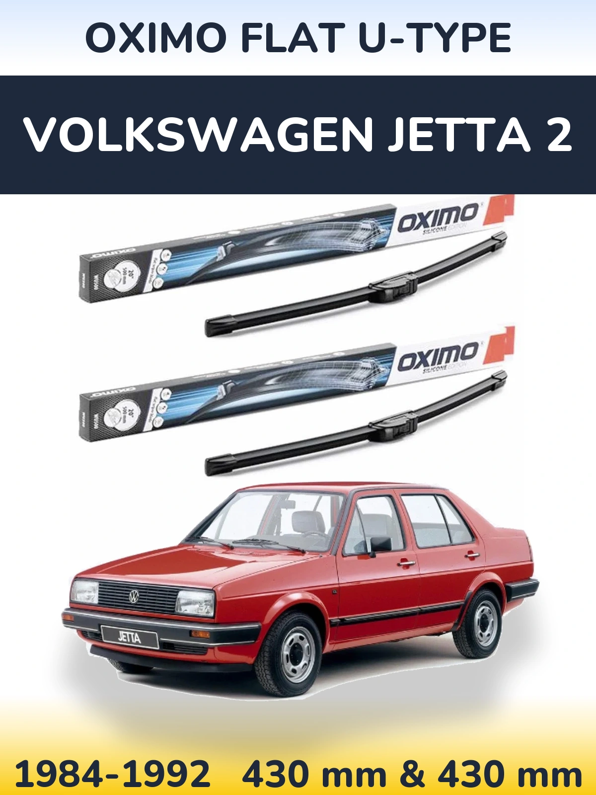 Komplet przednich wycieraczek Oximo Flat U-type 430 & 430 mm do Volkswagen Jetta 2 1984-1992
