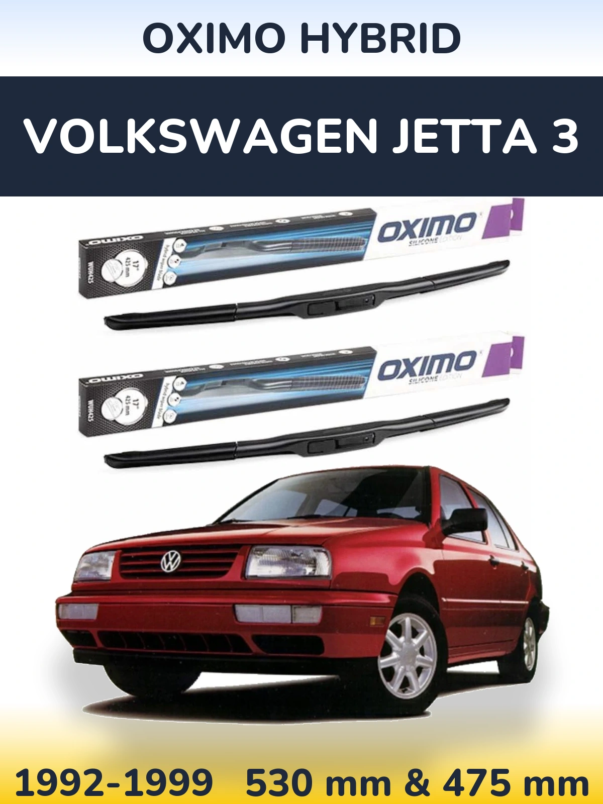Komplet przednich wycieraczek Oximo Hybrid 530 & 475 mm do Volkswagen Jetta 3 1992-1999
