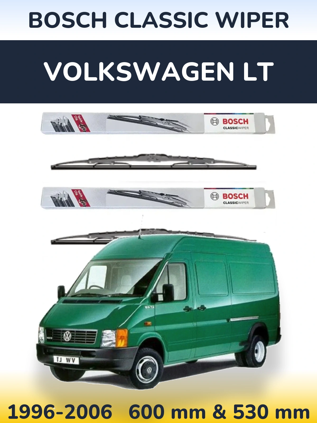 Комплект передних дворников BOSCH Classic Wiper 600 & 530 мм для Volkswagen LT 1996-2006