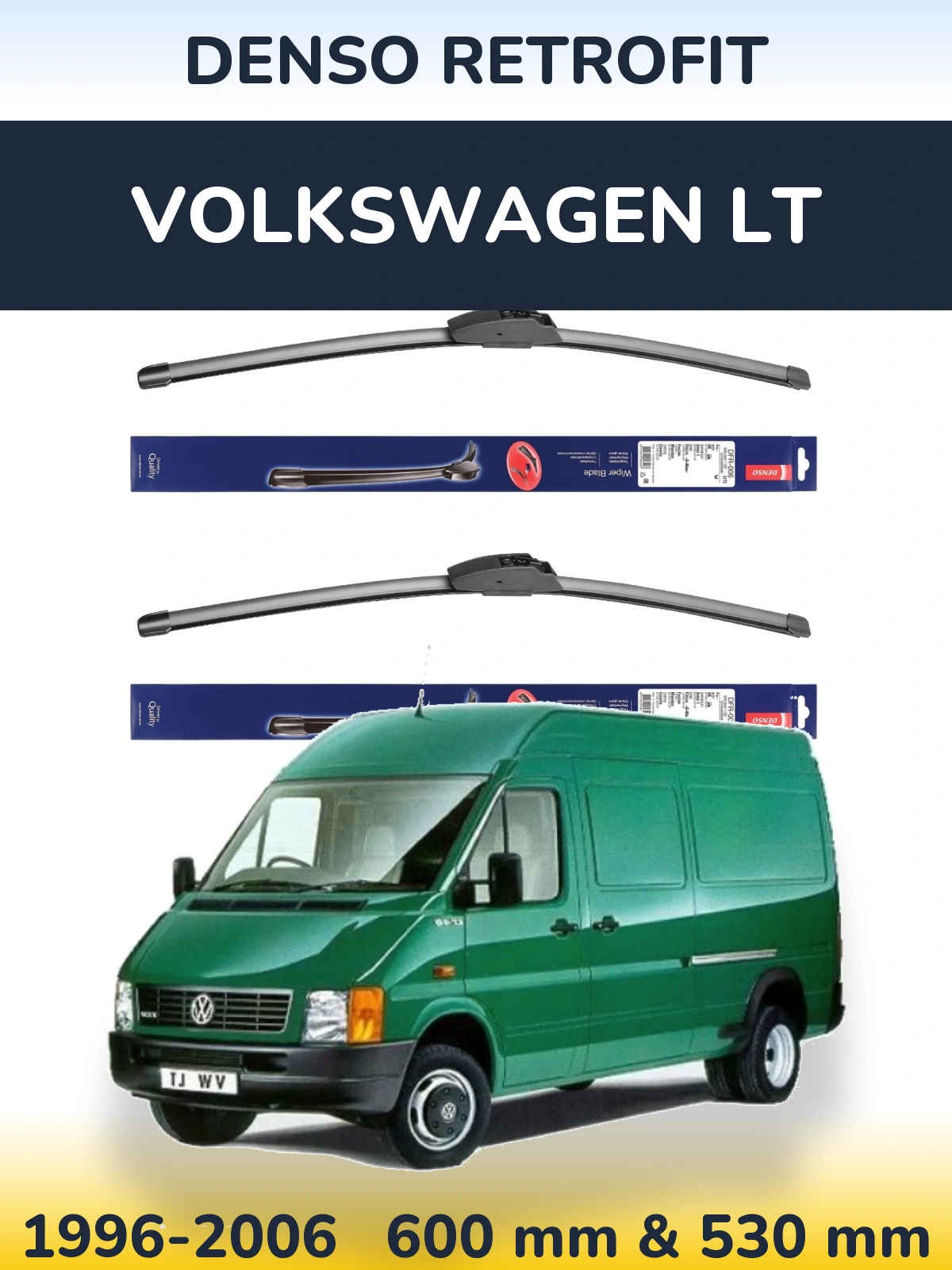 Komplet przednich wycieraczek Denso Retrofit 600 & 530 mm do Volkswagen LT 1996-2006