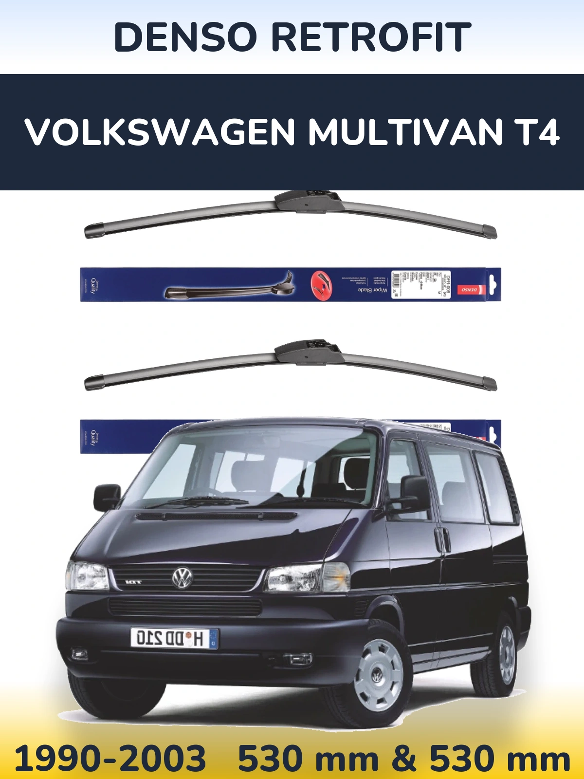 Komplet przednich wycieraczek Denso Retrofit 530 & 530 mm do Volkswagen Multivan T4 1990-2003