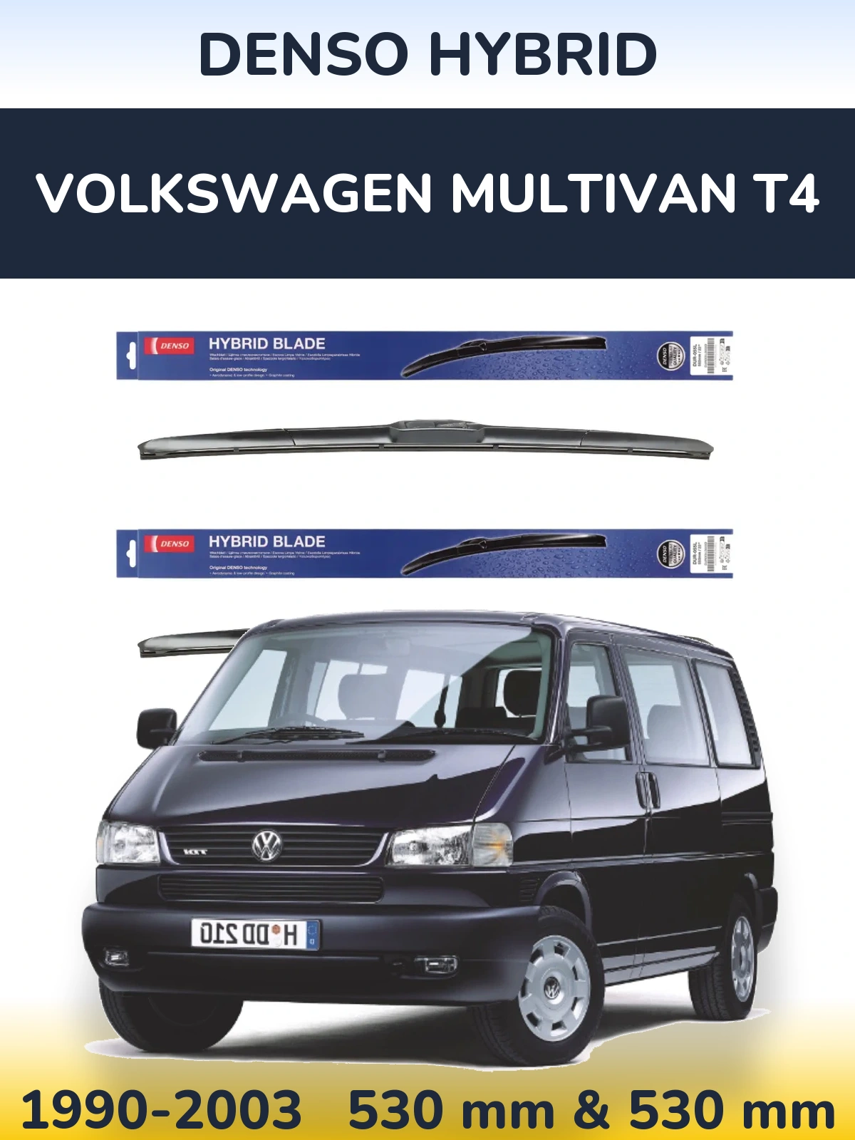 Komplet przednich wycieraczek Denso Hybrid 530 & 530 mm do Volkswagen Multivan T4 1990-2003