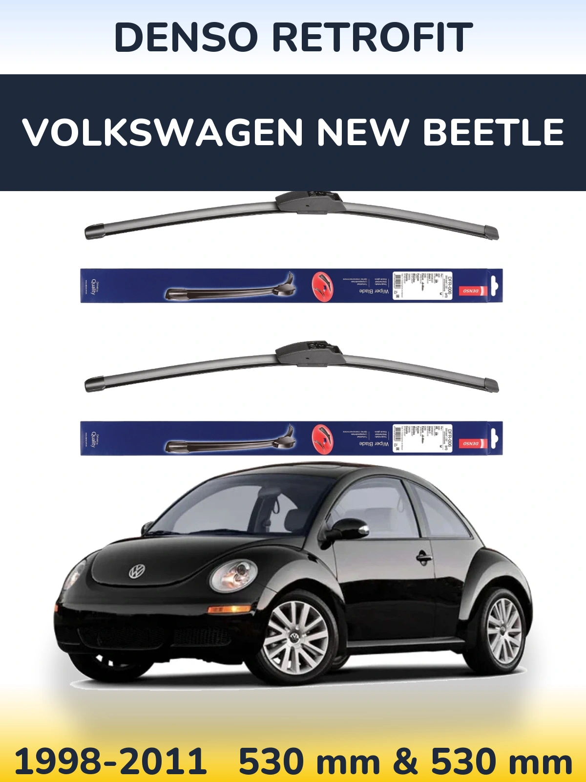 Komplet przednich wycieraczek Denso Retrofit 530 & 530 mm do Volkswagen New Beetle 1998-2011