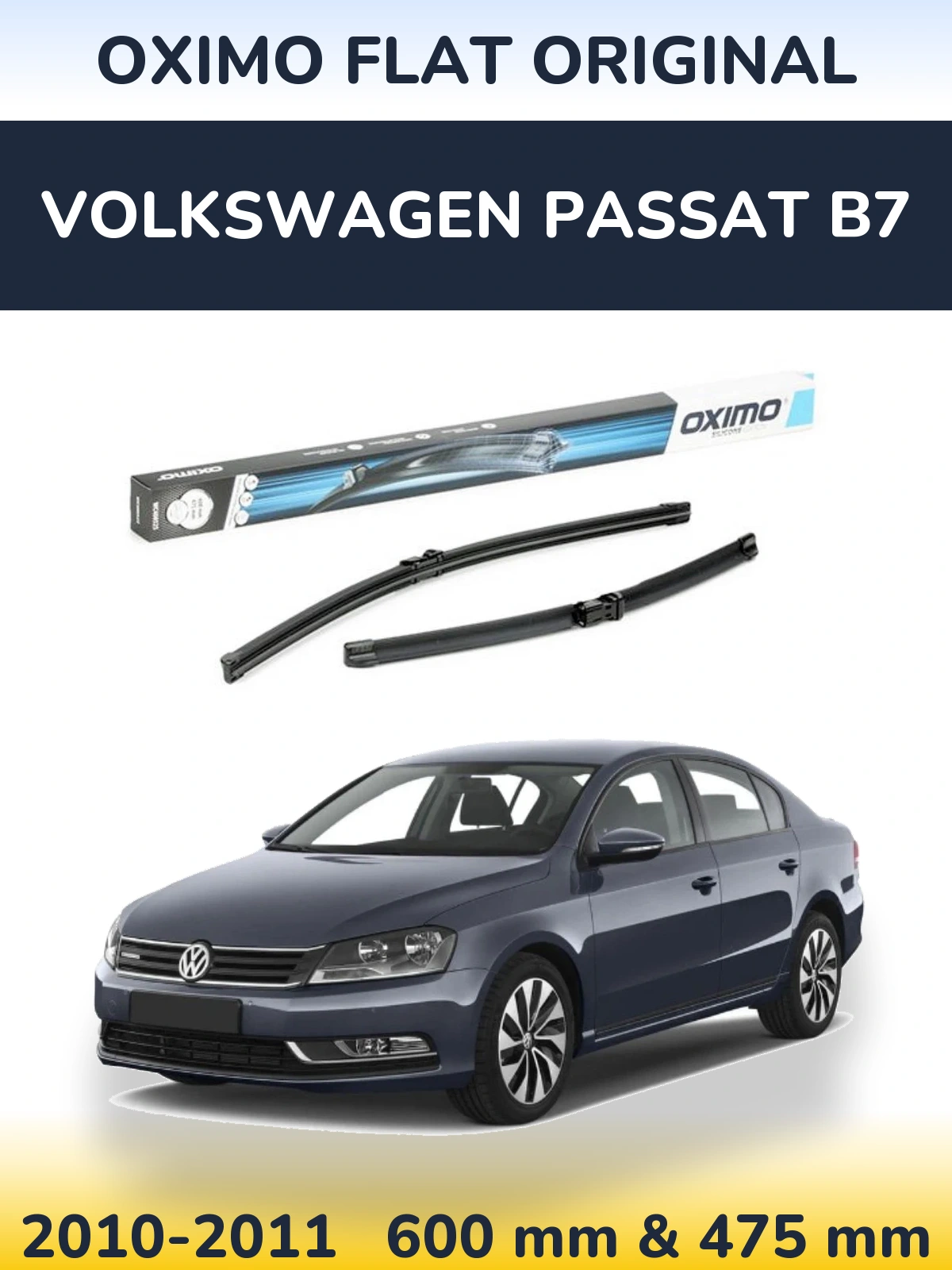 Komplet przednich wycieraczek Oximo Flat Original 600 & 475 mm do Volkswagen Passat B7 2010-2011