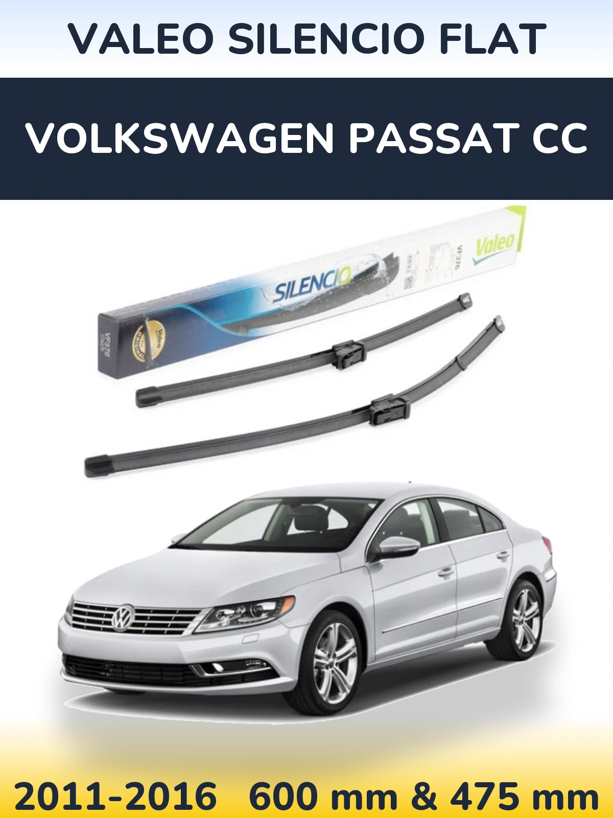 Komplet przednich wycieraczek Valeo Silencio Flat 600 & 475 mm do Volkswagen Passat CC 2011-2016