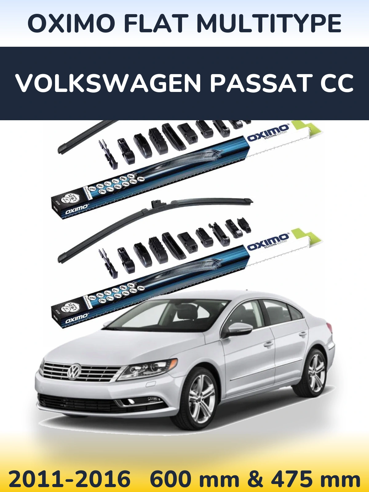 Komplet przednich wycieraczek Oximo Flat MultiType 600 & 475 mm do Volkswagen Passat CC 2011-2016