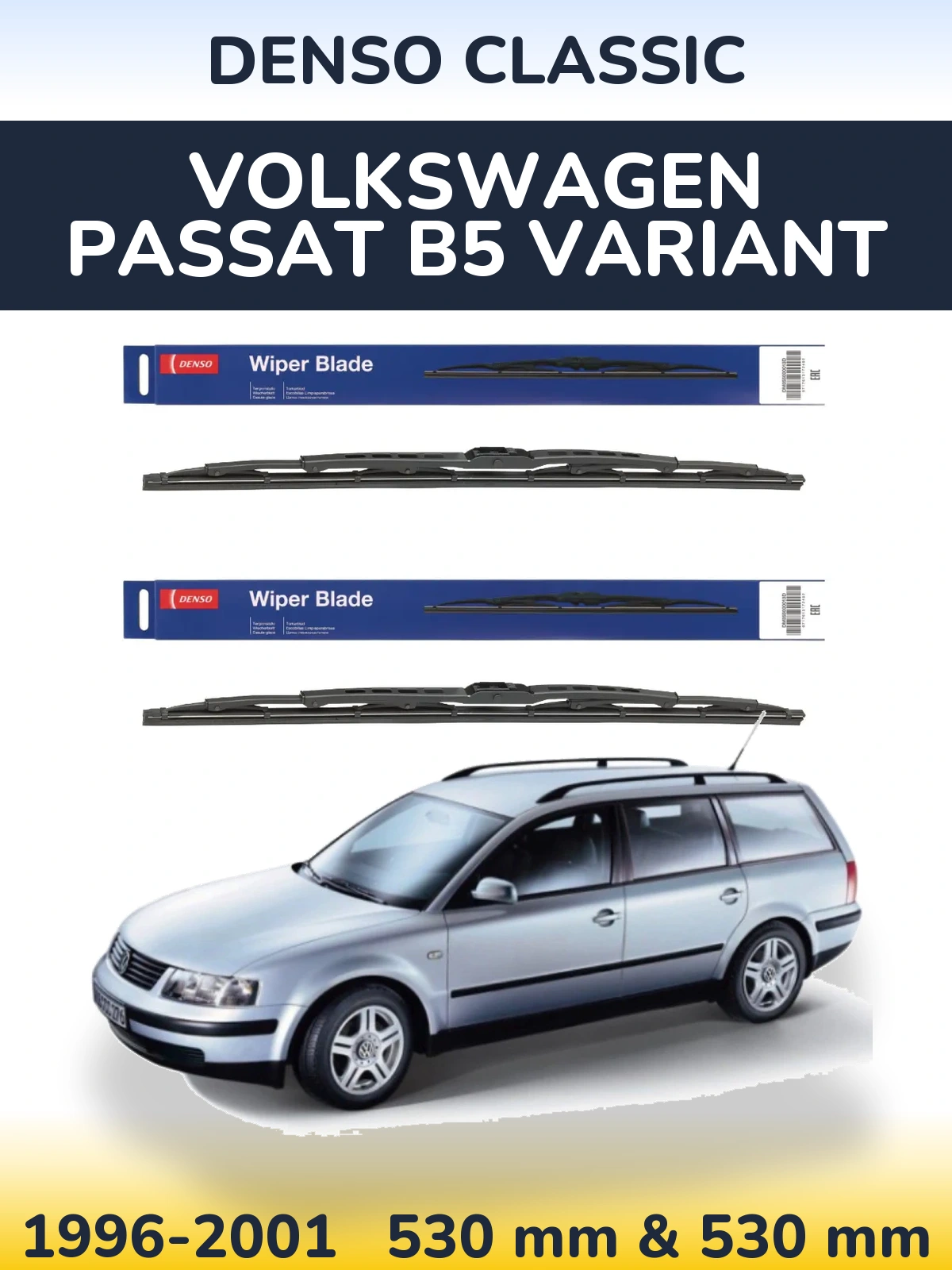 Komplet przednich wycieraczek Denso Classic 530 & 530 mm do Volkswagen Passat B5 Variant 1996-2001
