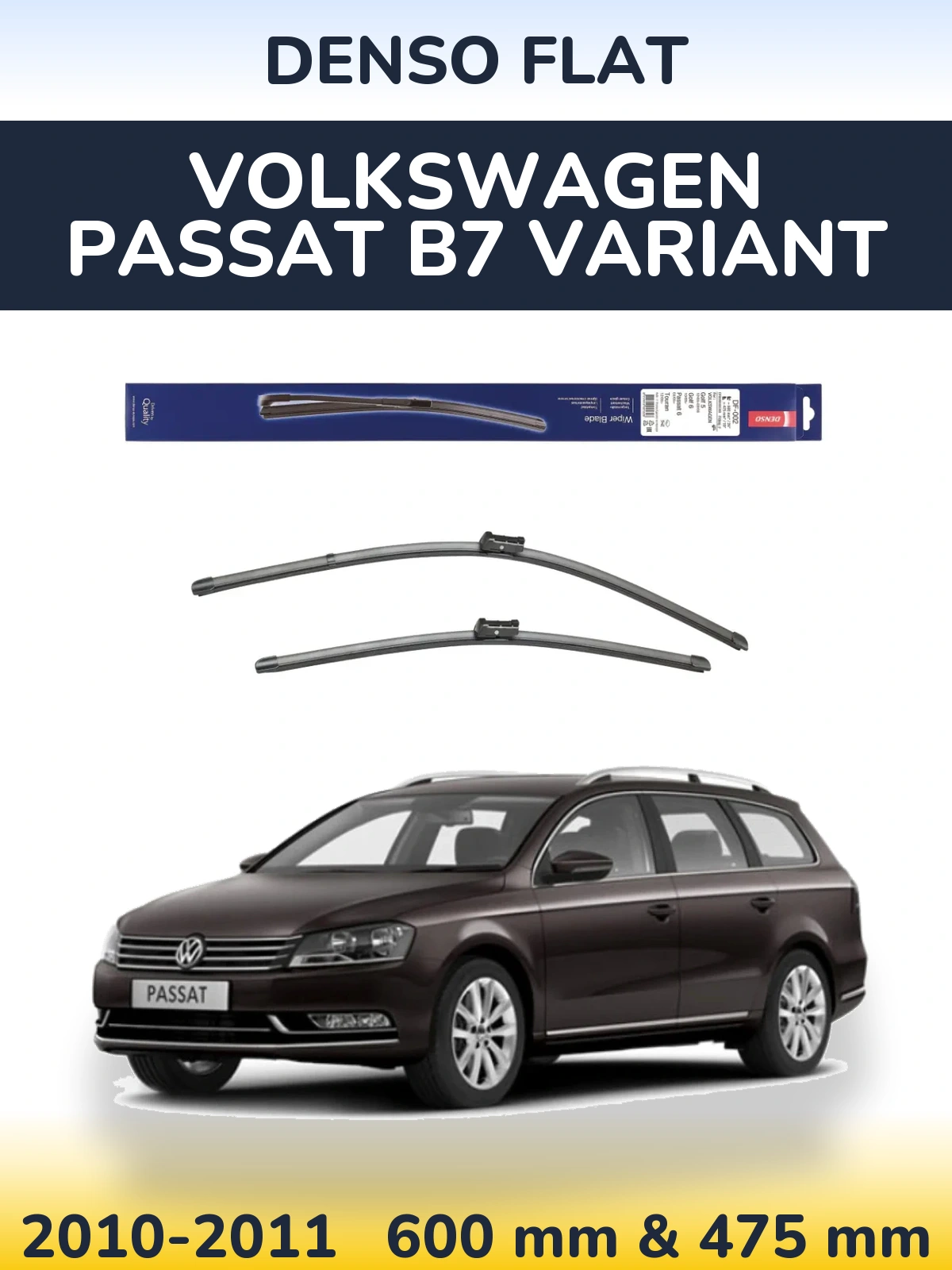 Komplet przednich wycieraczek Denso Flat 600 & 475 mm do Volkswagen Passat B7 Variant 2010-2011