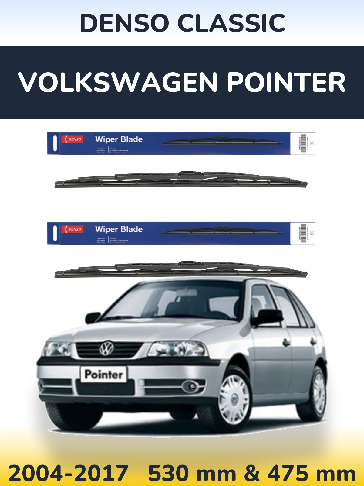 Komplet przednich wycieraczek Denso Classic 530 & 475 mm do Volkswagen Pointer 2004-2017