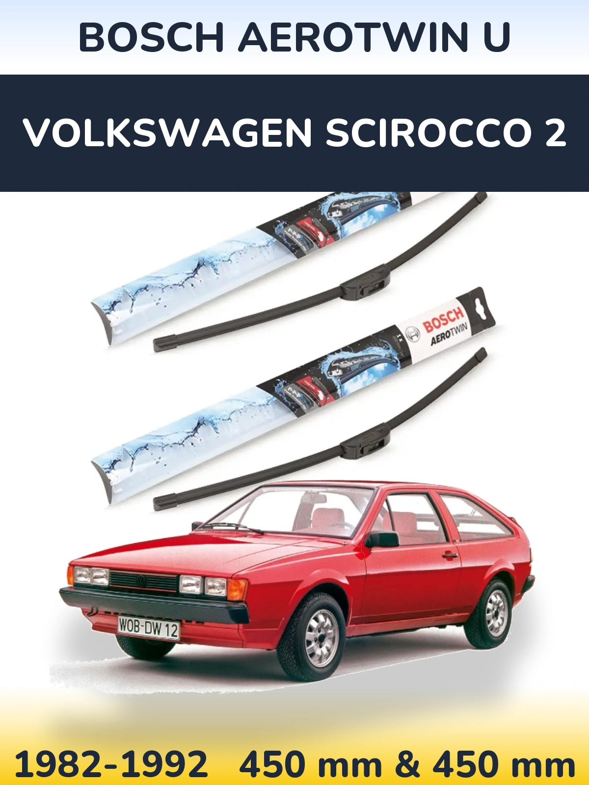 Komplet przednich wycieraczek BOSCH AeroTwin U 450 & 450 mm do Volkswagen Scirocco 2 1982-1992