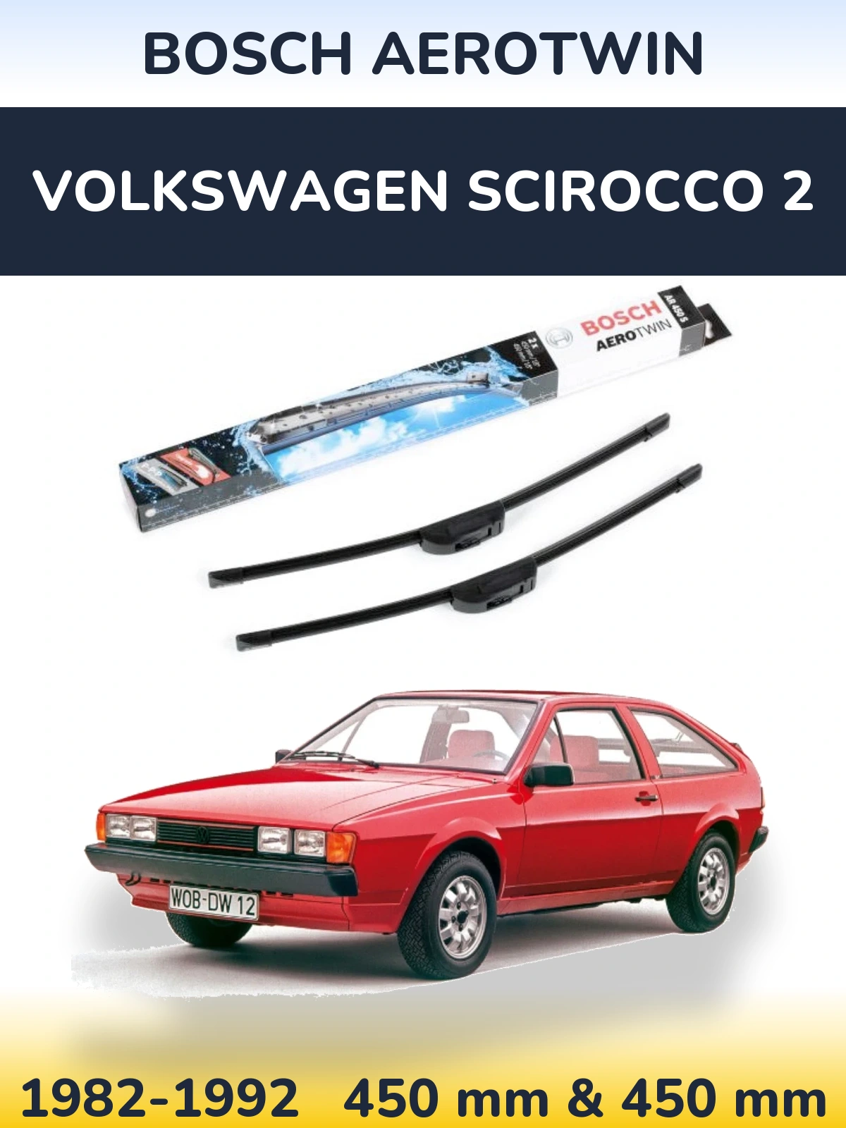 Komplet przednich wycieraczek BOSCH AeroTwin 450 & 450 mm do Volkswagen Scirocco 2 1982-1992