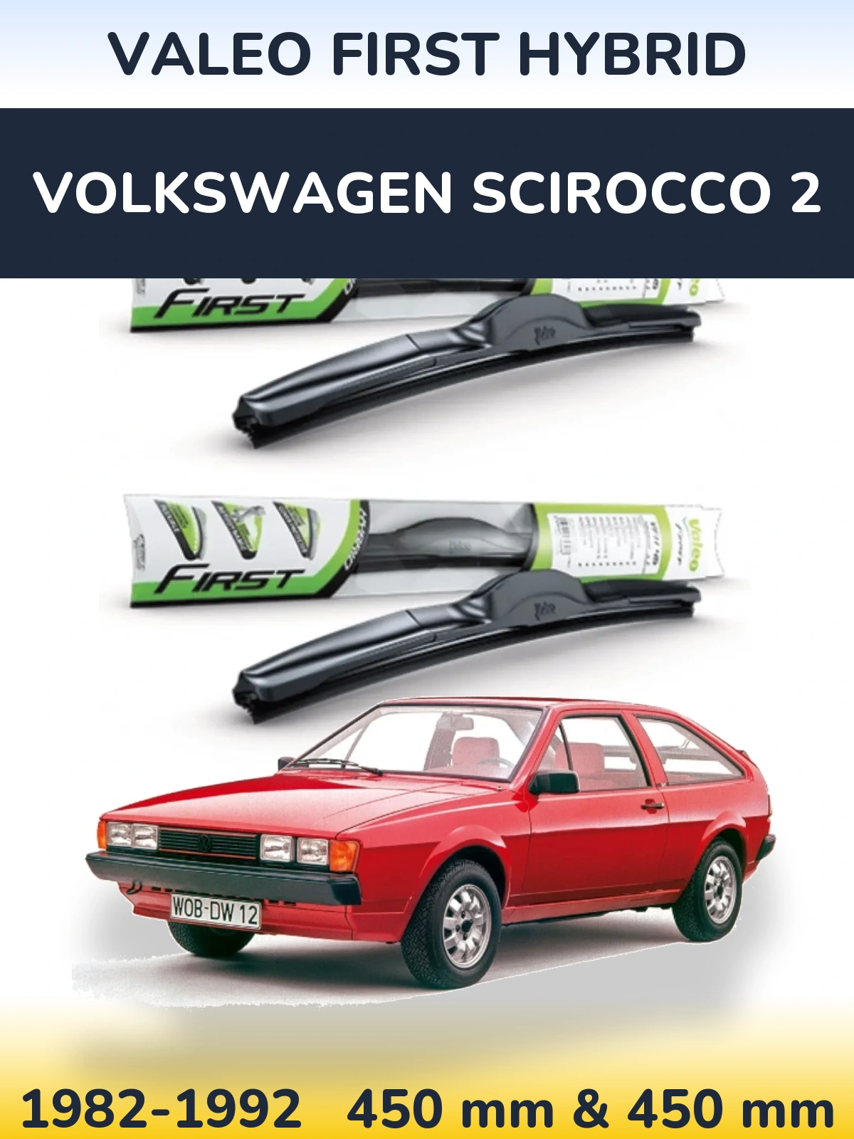 Комплект передних дворников Valeo First Hybrid 450 & 450 мм для Volkswagen Scirocco 2 1982-1992