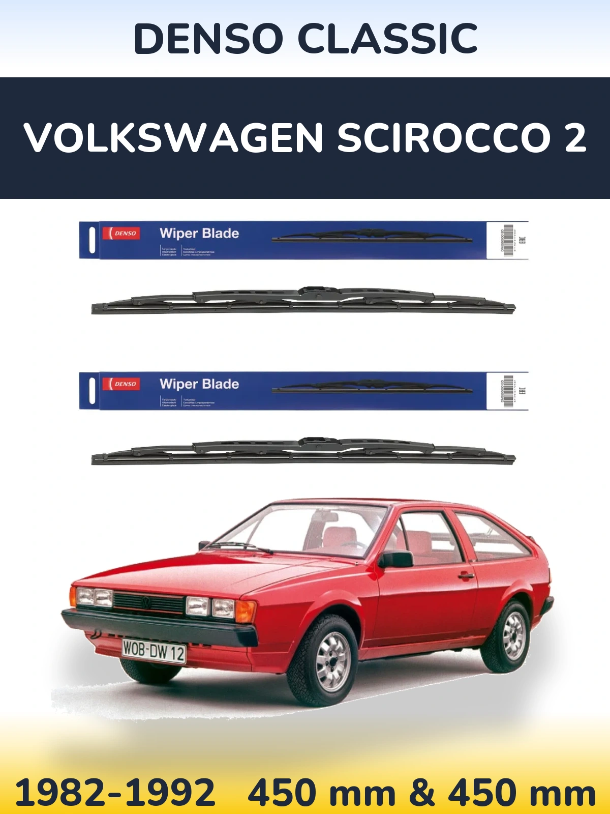 Komplet przednich wycieraczek Denso Classic 450 & 450 mm do Volkswagen Scirocco 2 1982-1992
