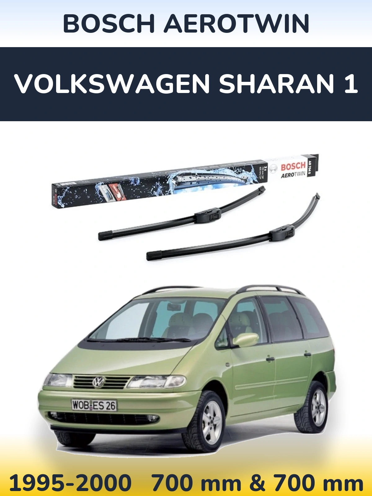 Komplet przednich wycieraczek BOSCH AeroTwin 700 & 600 mm do Volkswagen Sharan 1 1995-2000