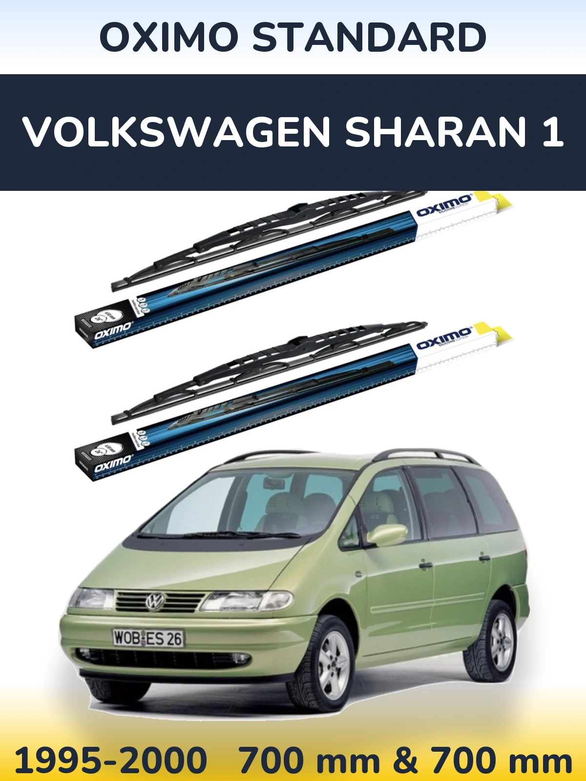 Комплект передних дворников Oximo Standard 700 & 700 мм для Volkswagen Sharan 1 1995-2000
