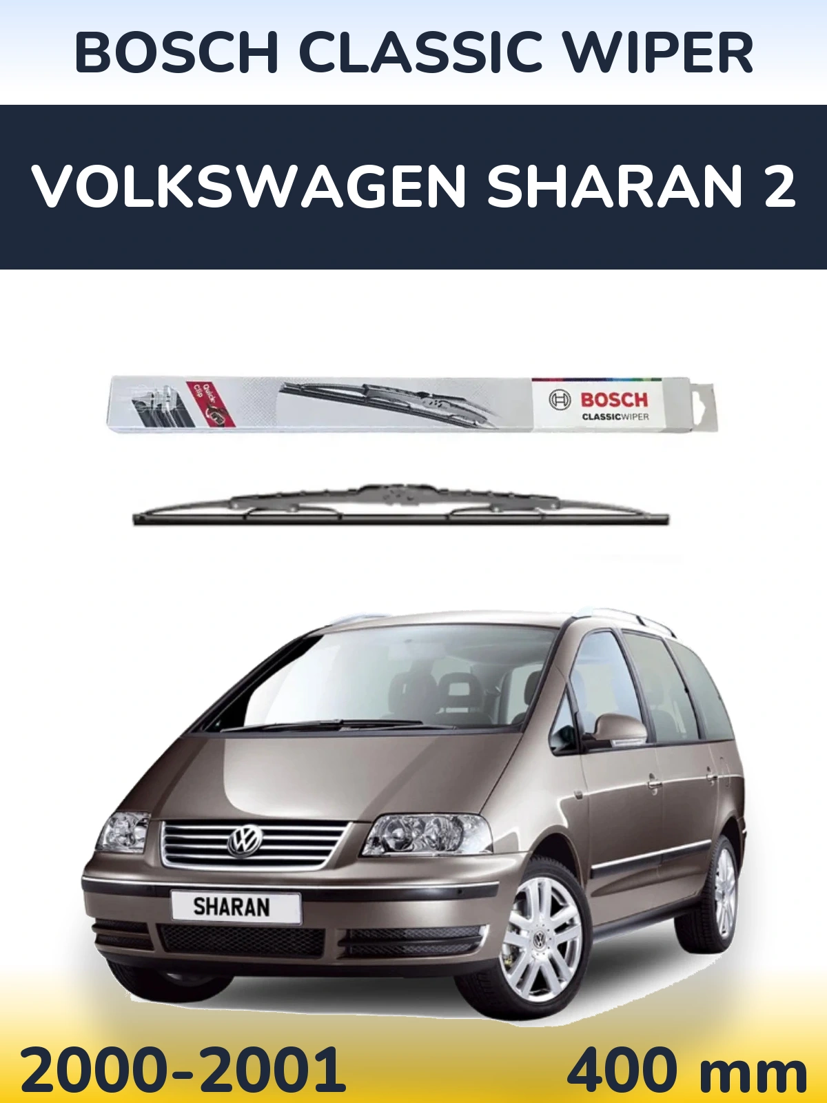 Rear wiper blade BOSCH Classic Wiper 400 mm for Volkswagen Sharan 2 2000-2001